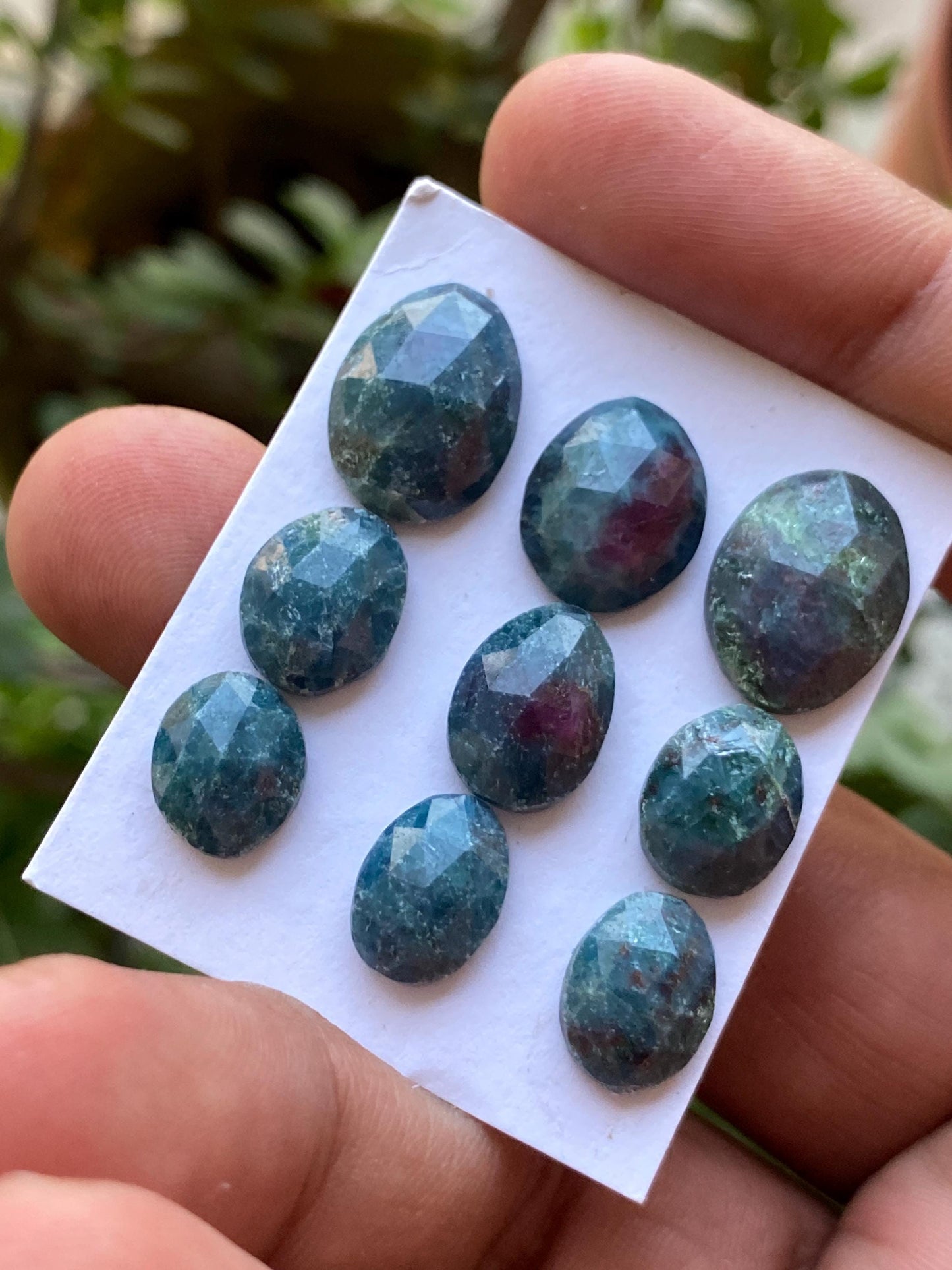 Very cute  rare natural ruby fuschite rosecut ovalish lot  pcs 9 wt 46 cts size 10x8-15x11.6mm unheated untreated ruby rosecut