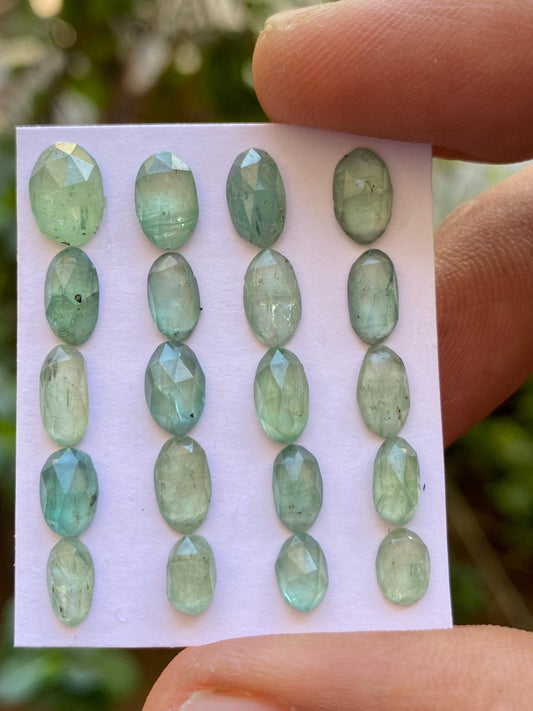 Gorgeous Mint green kyanite ovalish rosecut flats fine quality weight 16.15 carats size 6.1x4.5mm-8.8x6.3mm pcs 20 mint green rosecut