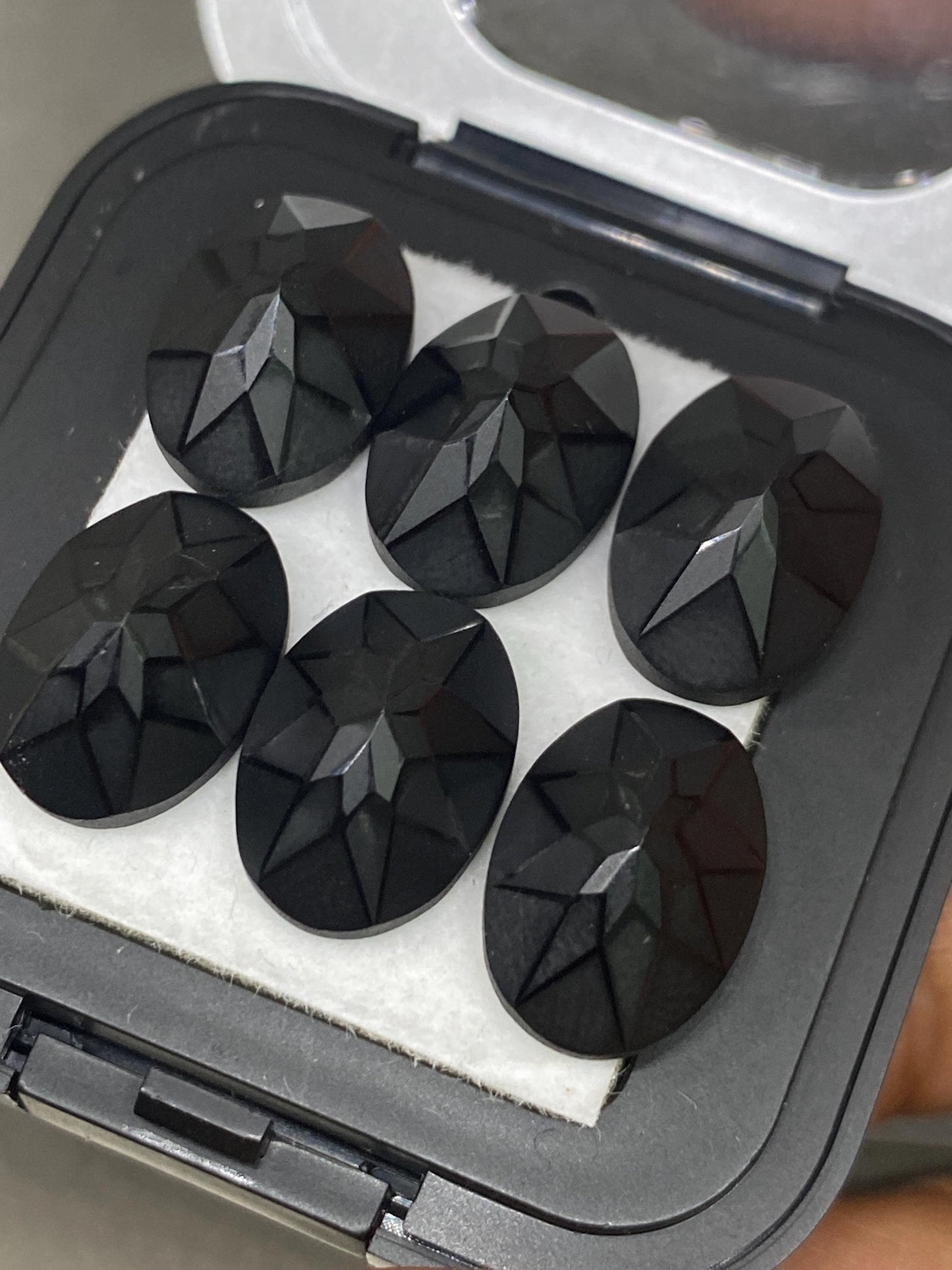 Rare Precision cut black spinel oval cut stones amazing quality pcs 6 weight 49 carats size 14x10mm black spinel cutstones