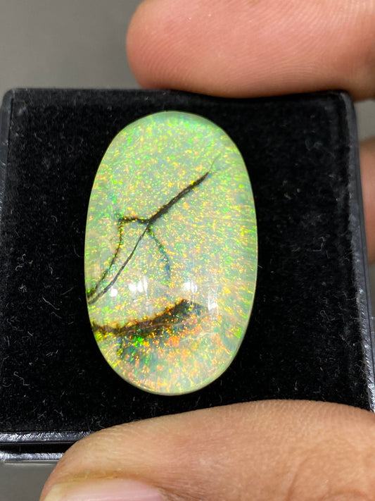 Stunning Multi fire sterling opal monarch opal crystal doublet oval cabochon  pcs 1 wt 32.30 carats rare big size 30x8mm ring pendant supply