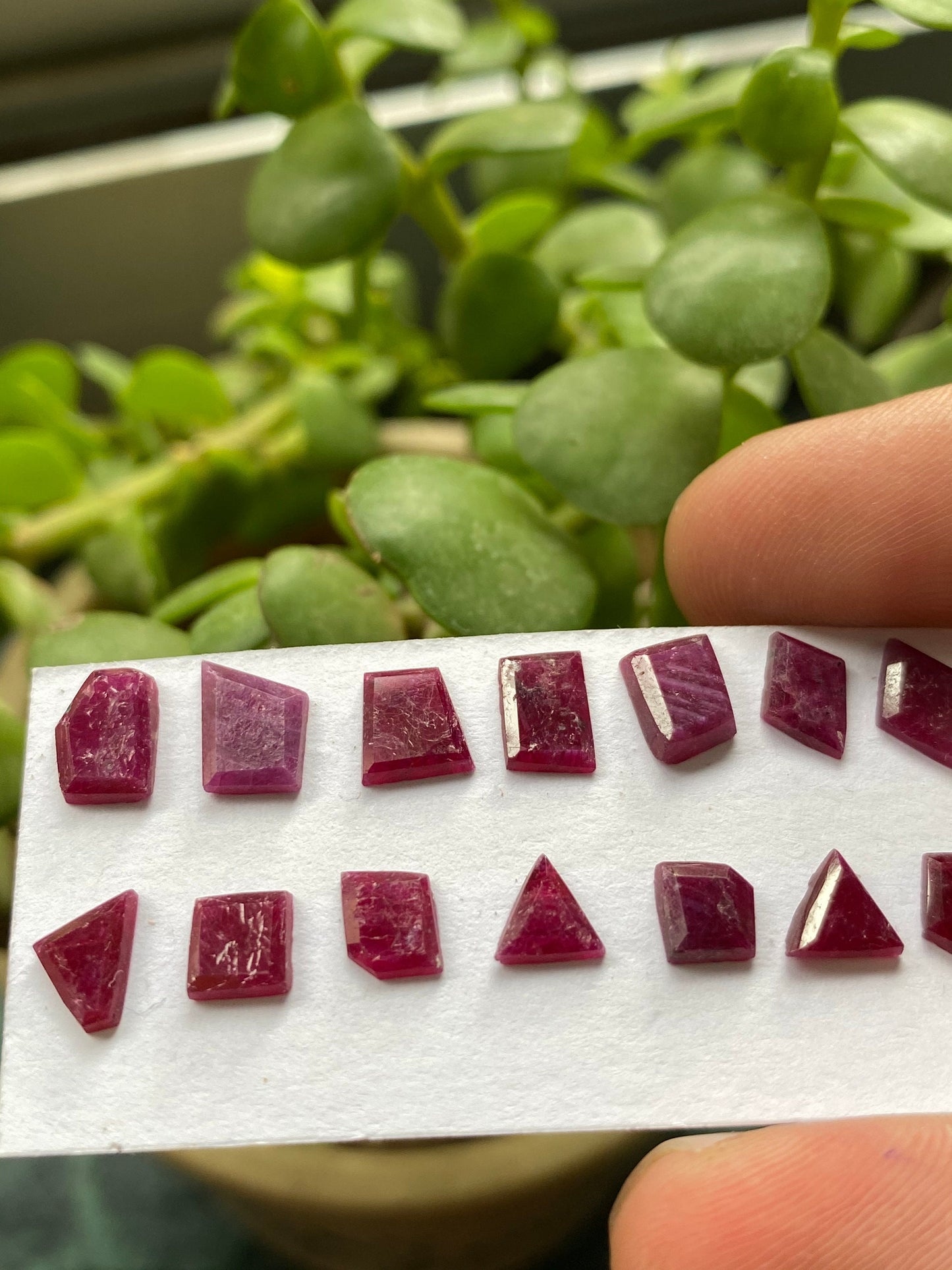 Fascinating ruby flats step cut side faceted flats wt 11 carats  pcs 14 size 5.4x5.3mm-8x5.8mm natural unheated untreated ruby