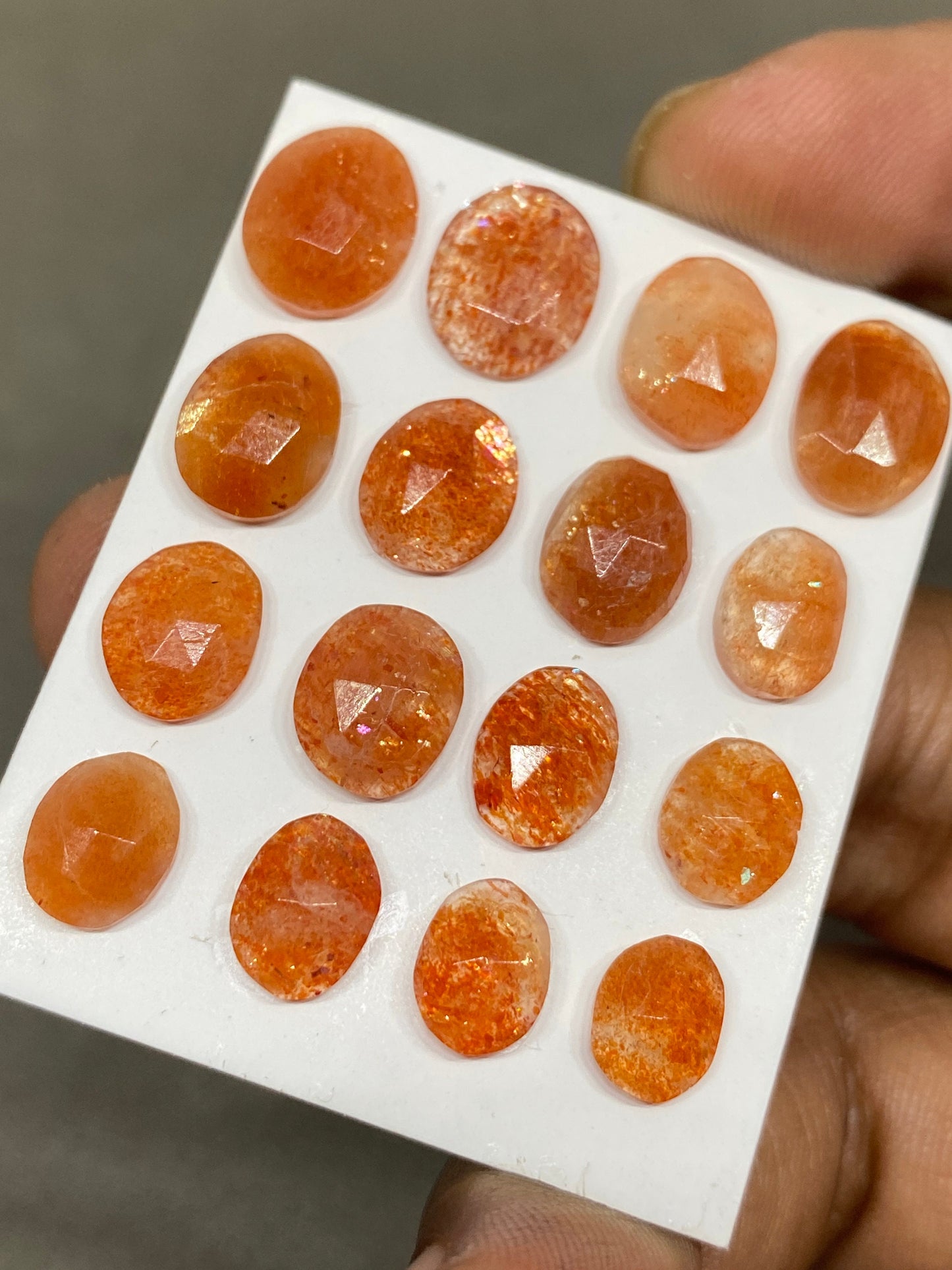 Cute rare sunstone rosecuts flats wt 30 carats pcs 16 size 8x6mm-11x8mm sunstone rosecut oval flatback gems