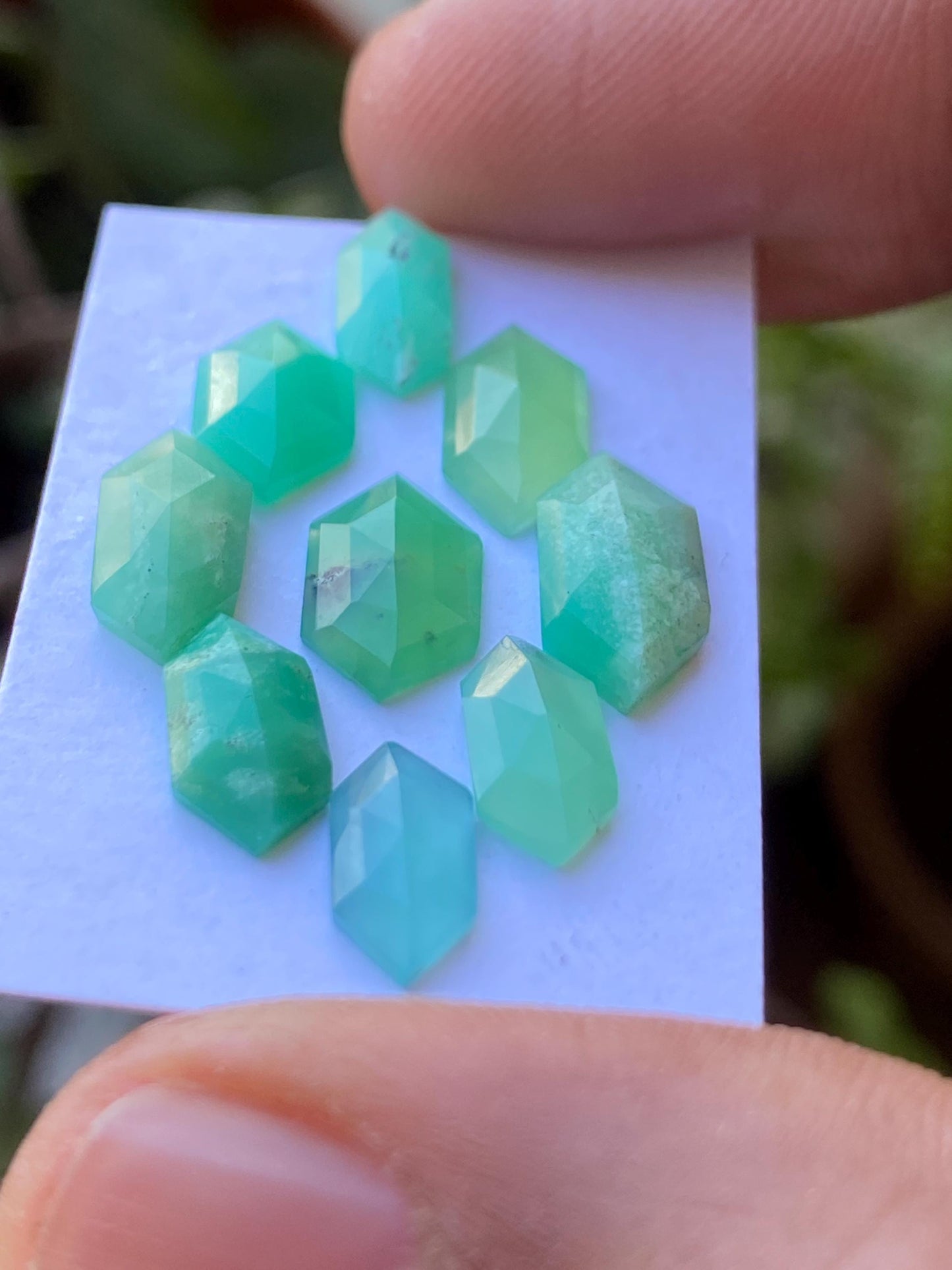 Marvellous chrysoprase hexagon stepcut wholesale lot Pcs 9 weight 10.30 carats size 10x5mm-12.8x6.3mm chrysoprase stepcut