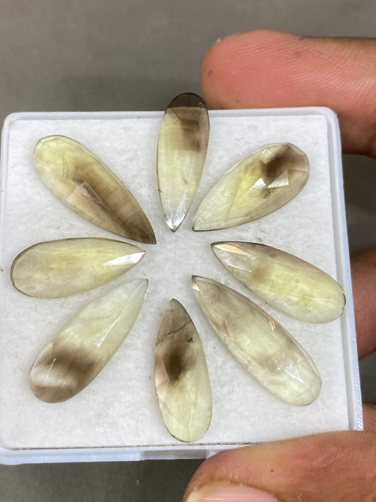 Rare Stunning  bi color lemon quartz rosecut pear wholesale lot fine quality pcs 8 wt 32 carats size 9.1x7.4mm-13x8mm pendant ring