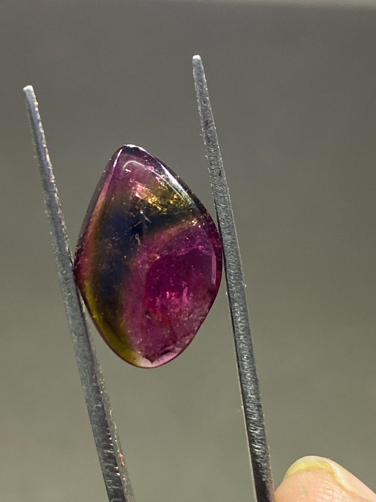 Gorgeous Rare tricolor Watermelon tourmaline nugget smooth polished lot fine quality wt 5 carats size 16.5x10.8mm watermelon tourmaline