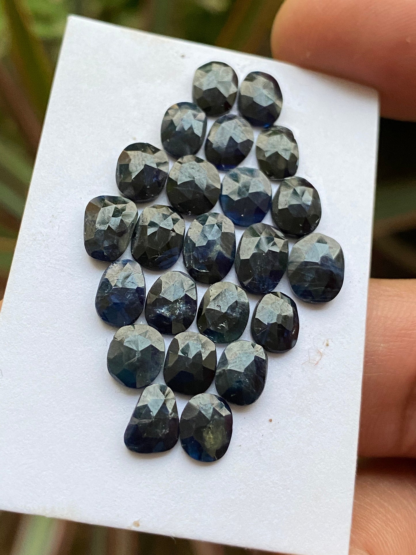 Fascinating dark blue sapphire rosecut fancy oval shape weight 22.50 carats size 7.3x5.7mm-8.4x6mm rosecut blue sapphire