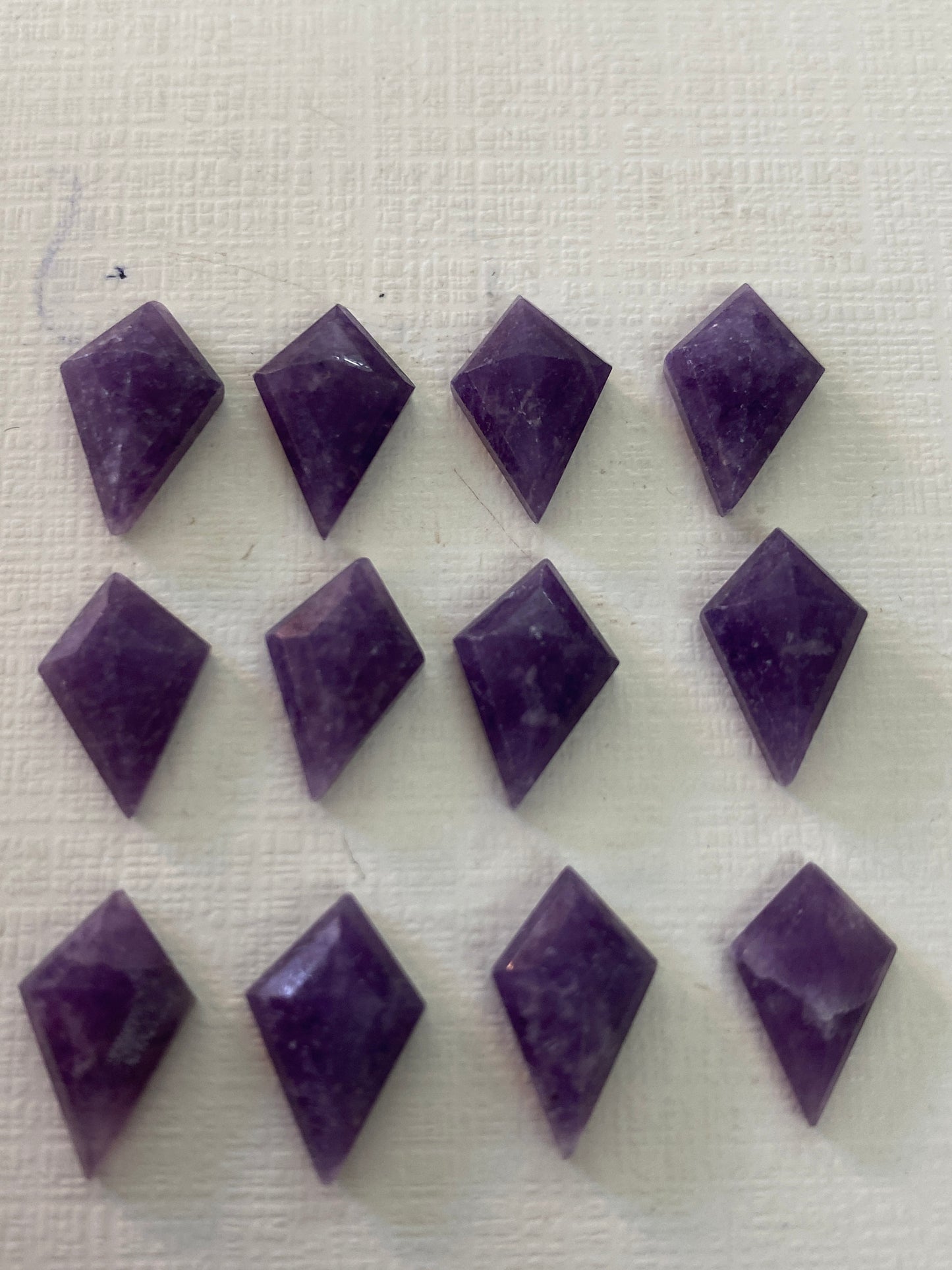 Rare purple lepidolite kite step cut gems stepcut pcs 12 Wt 32 cts size  kite lepidolite rosecut