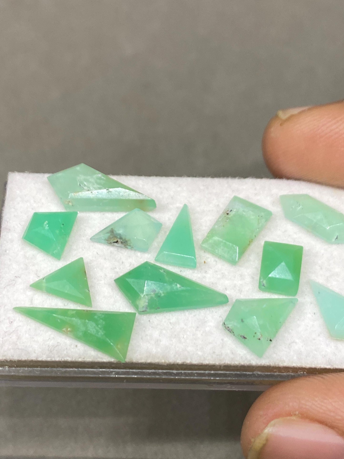 Dazzling chrysoprase  Geometric stepcut wholesale lot Pcs 12 weight 13.25 carats size 8mm-16x7mm  chrysoprase stepcut