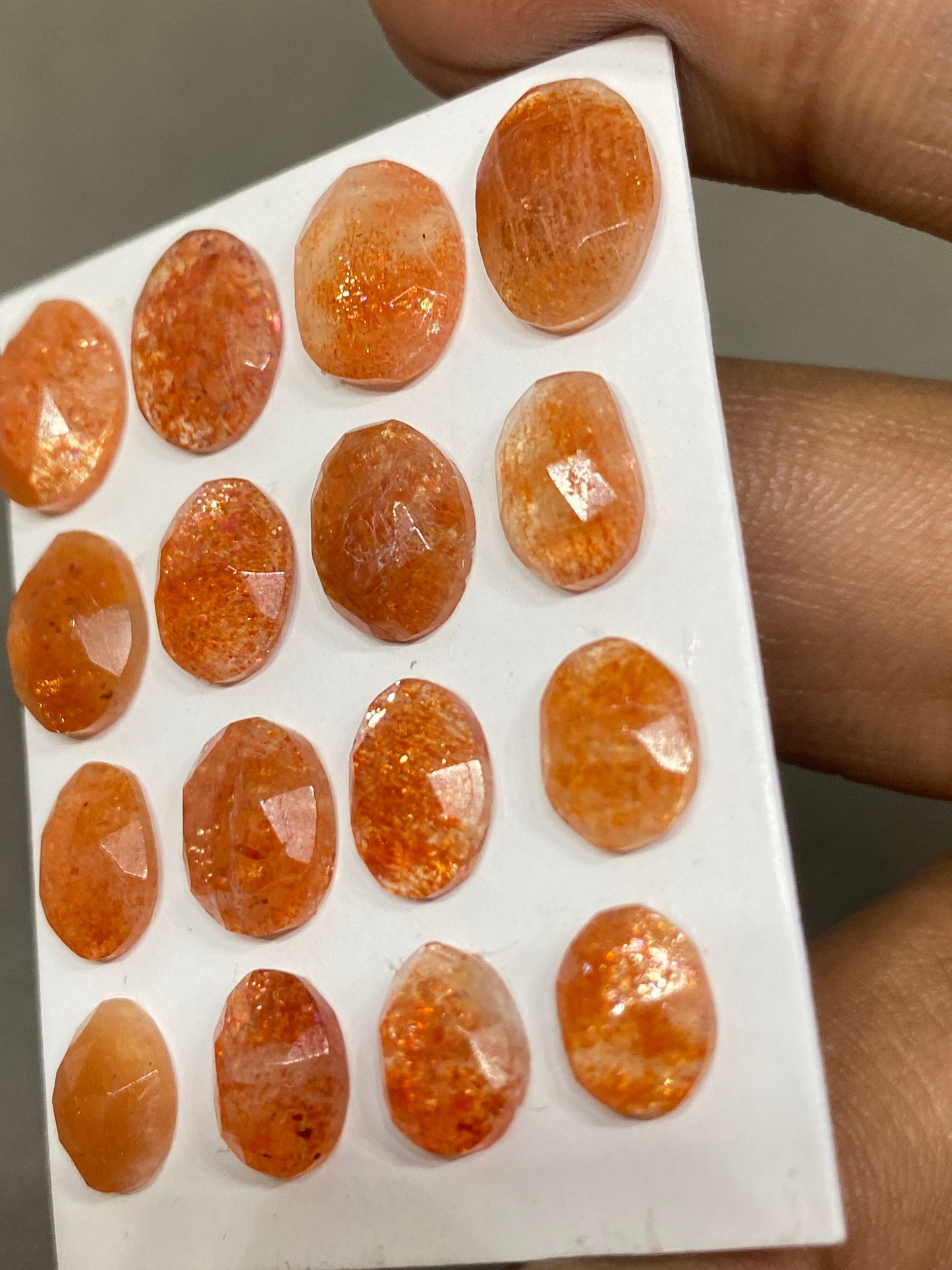 Cute rare sunstone rosecuts flats wt 30 carats pcs 16 size 8x6mm-11x8mm sunstone rosecut oval flatback gems