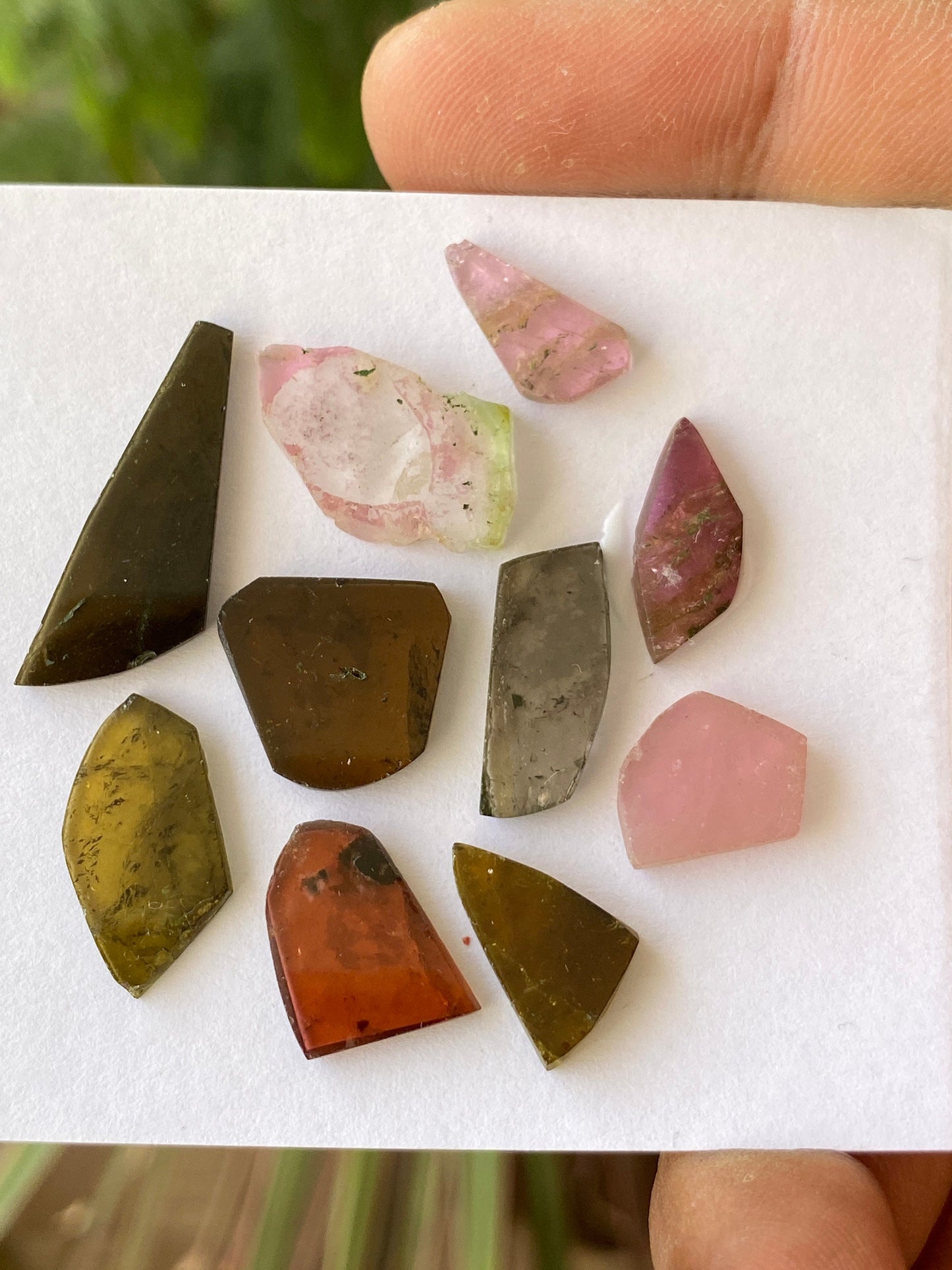 Lovely Watermelon multi tourmaline geometric cut flats lot fine quality wt 39 cts size 11x10mm-26x10mm pcs 10 natural tourmaline geometric