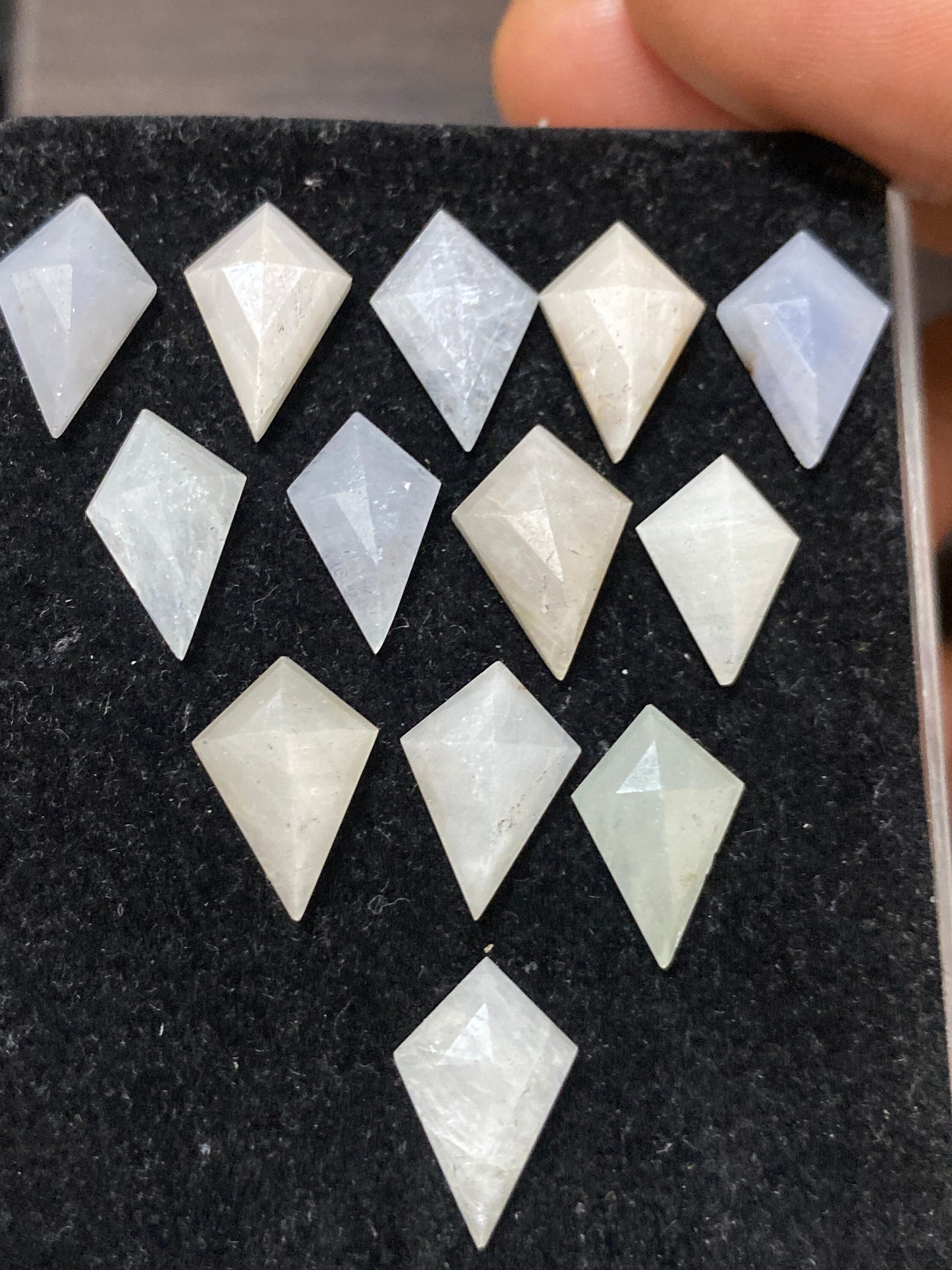 Fantastic Rare white multi sapphire kite step cuts weight 46 cts  pcs 13 size 14.8x8mm sapphire stepcut kite flatbacks