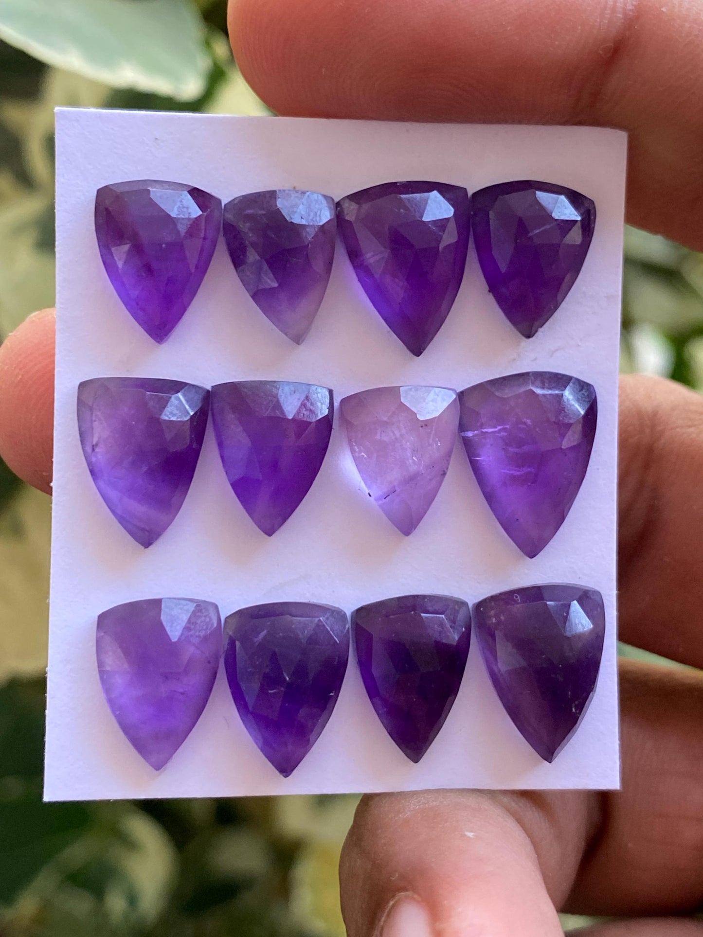 Awesome rare amethyst rosecut fancy shield shapes amethyst pendant supply weight 40.65 carats pcs 12 size 11.5x9mm-13x10mm rosecut amethyst