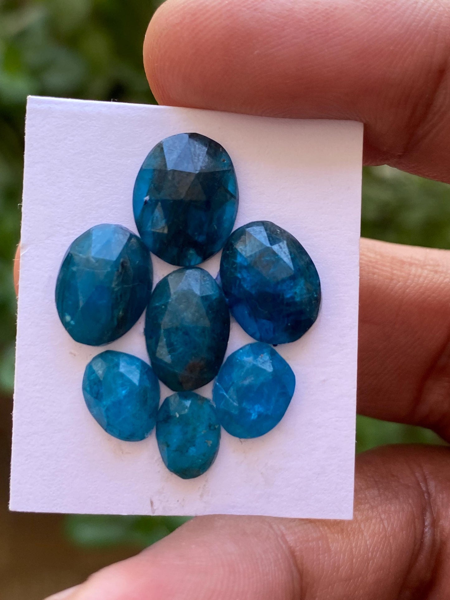 Stunning Neon Blue apatite rosecut wholesale lot wt 18.85 cts pcs 7 size 8.5x6mm-12x9mm rosecut neon blue apatite flats apatite rosecut