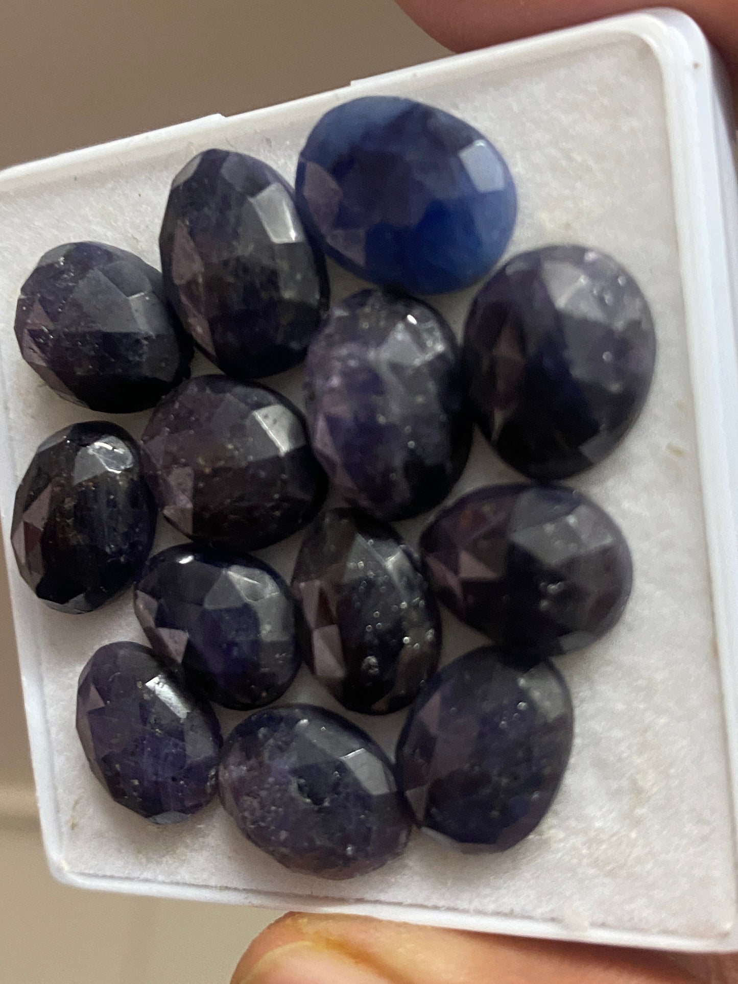 Gorgeous dark blue sapphire egg shape rosecut pcs 13 wt 80 carats size 12x9-13x10mm egg blue sapphire rosecut