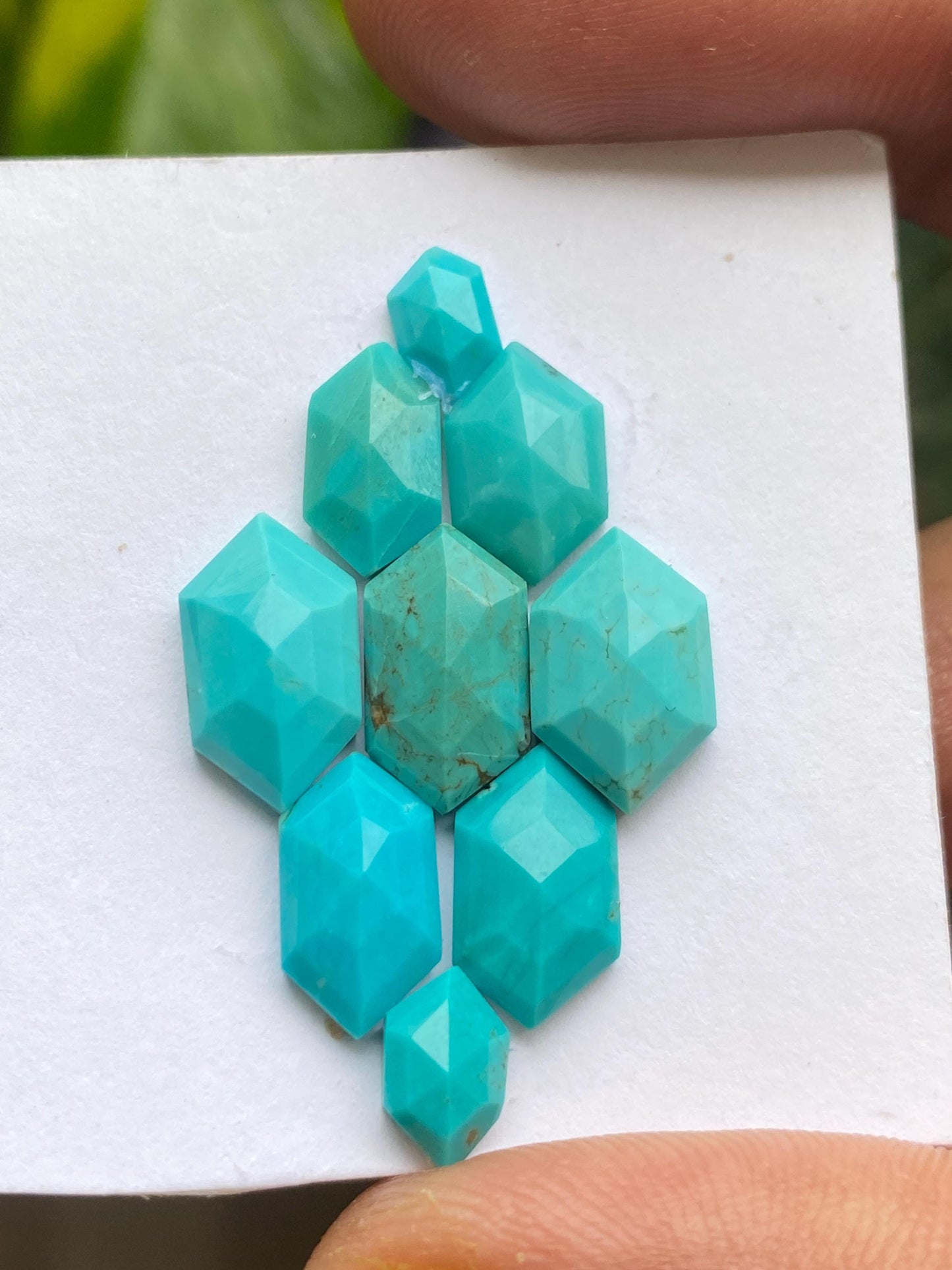 Gorgeous rare Arizona  mines Turquoise hexagons  natural turquoise 7x4mm-12x7mm pcs 9 wt 14.70 carats turquoise cabochons