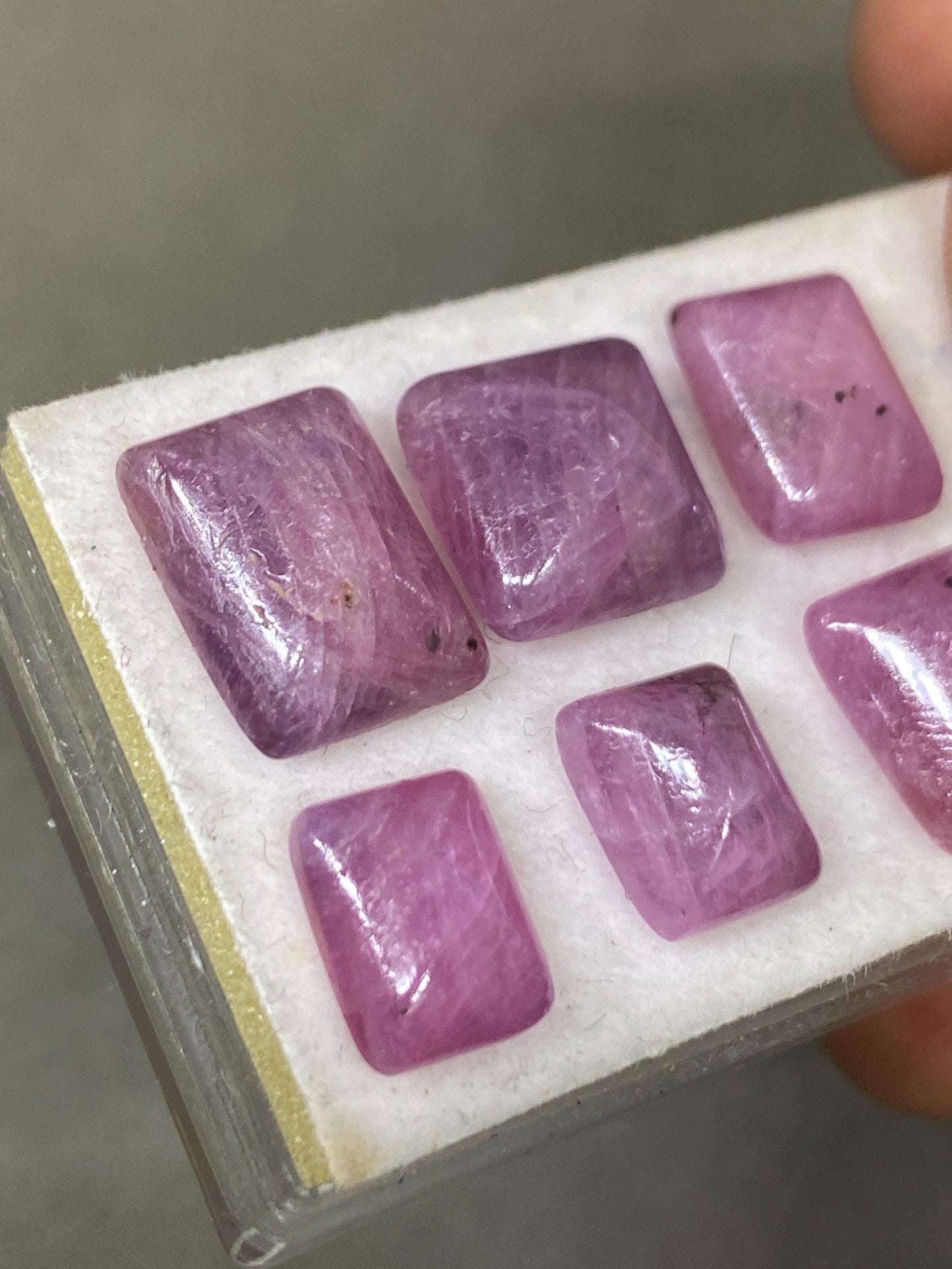 Stunning very rare  pink sapphire ruby sugar loaf cabochons  weight 31.85 cts pcs 6 size  8.9x7-12x9.2mm ruby sugar loaf cabochons