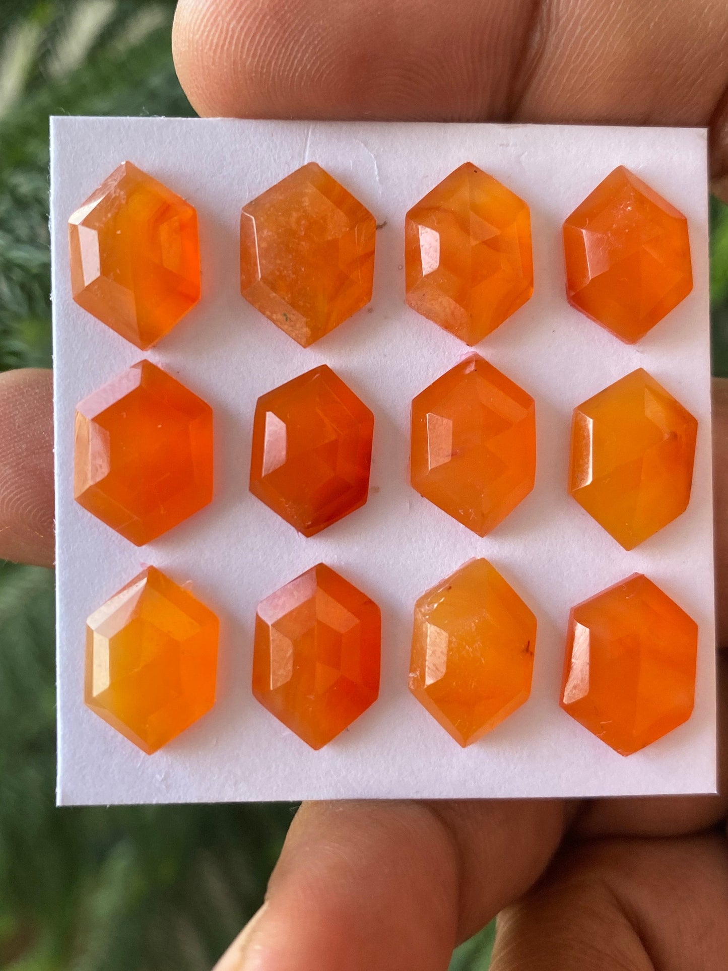 Marvellous carnelian hexagon step cuts wt 43 carats  pcs 12 size 14x9.7mm Carnelian  stepcut hexagons