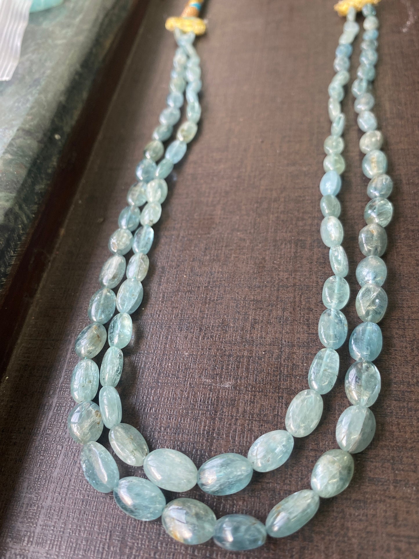 Fascinating  rare aqua kyanite smooth oval nuggets necklace size m inches carats  aqua kyanite oval smooth  necklace