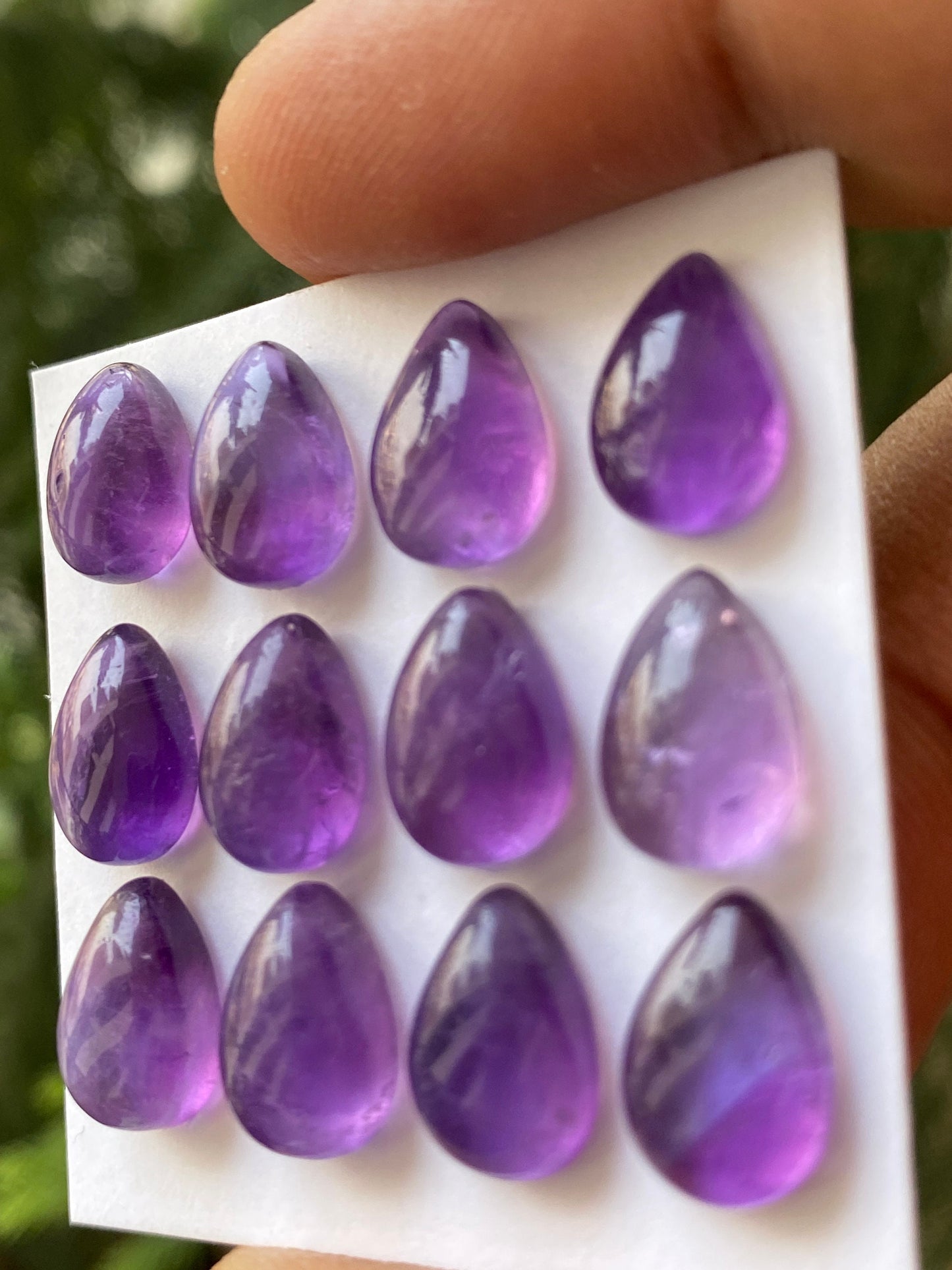 Awesome quality amethyst Pear cabochon pcs 12 Wt 46 carats  wholesale lot size 11x8mm amethyst cabochons