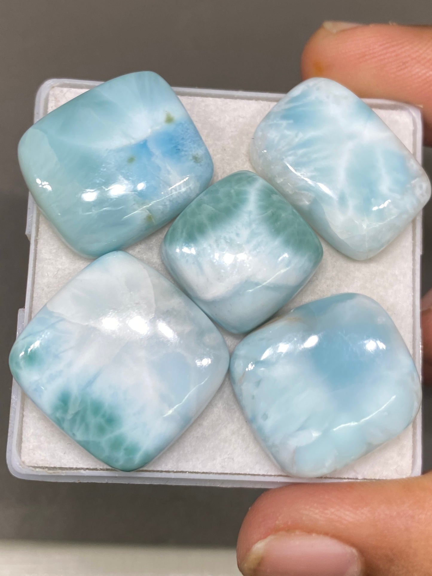 Refreshing rare Smooth Larimar cabochons pcs 5 pendant supply color lighter wt 103 cts size 16x11-22mm natural Larimar cabochons fancy shape