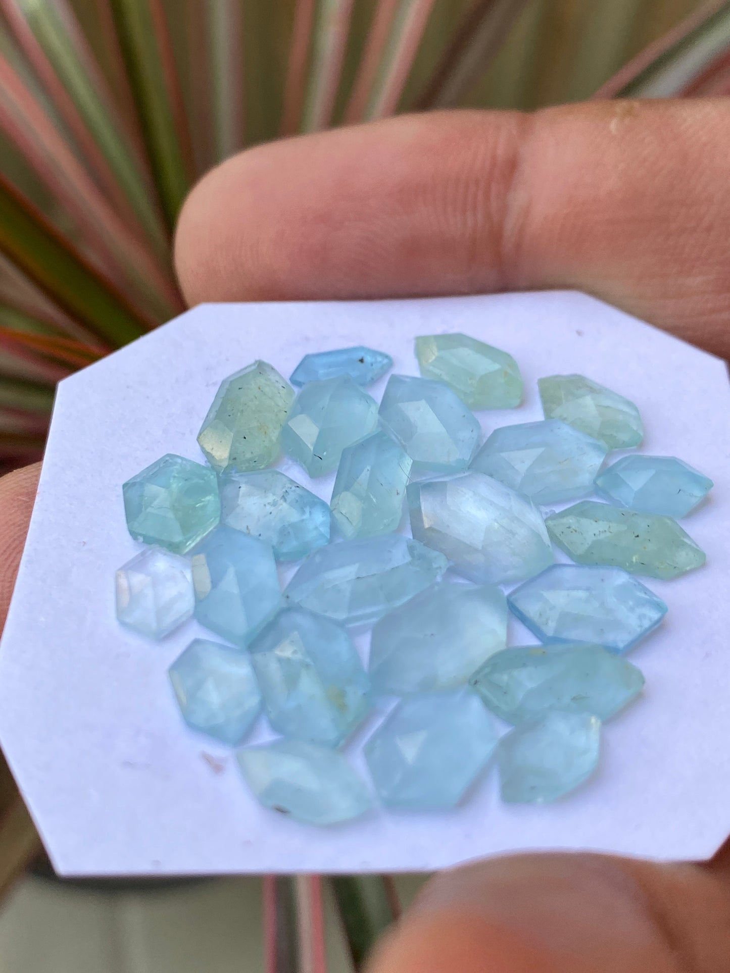 Stunning  natural aquamarine step cut hexagons  wt 21 carats size 5.8x5mm-10x6.8mm pcs 24 aquamarine stepcut flatback gems