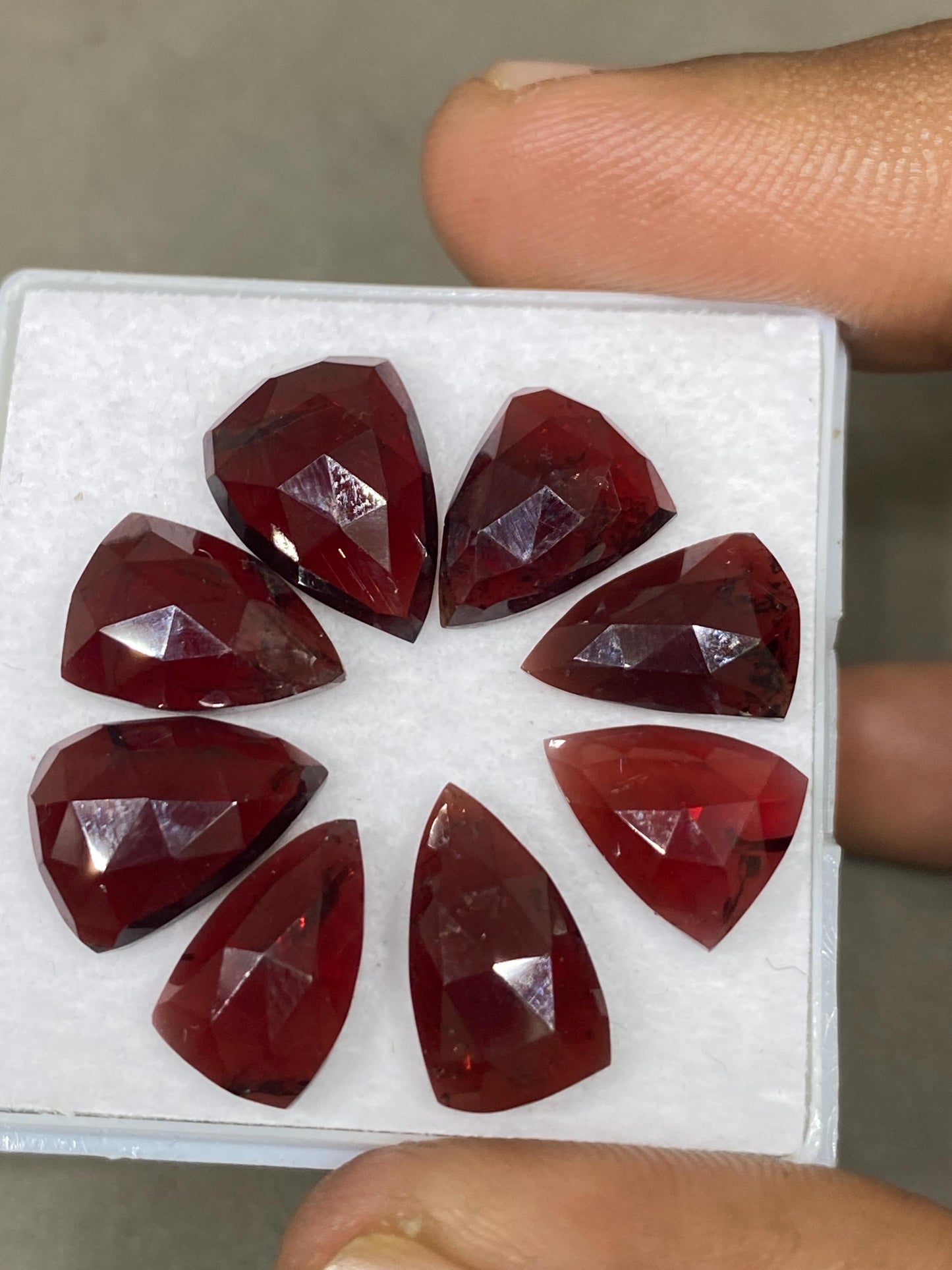 Delightful rare rosecut red garnet shield fancy garnet rosecut 11.8x9mm-14x10mm pcs 8 wt 40.70 cts shield orange garnet rosecut