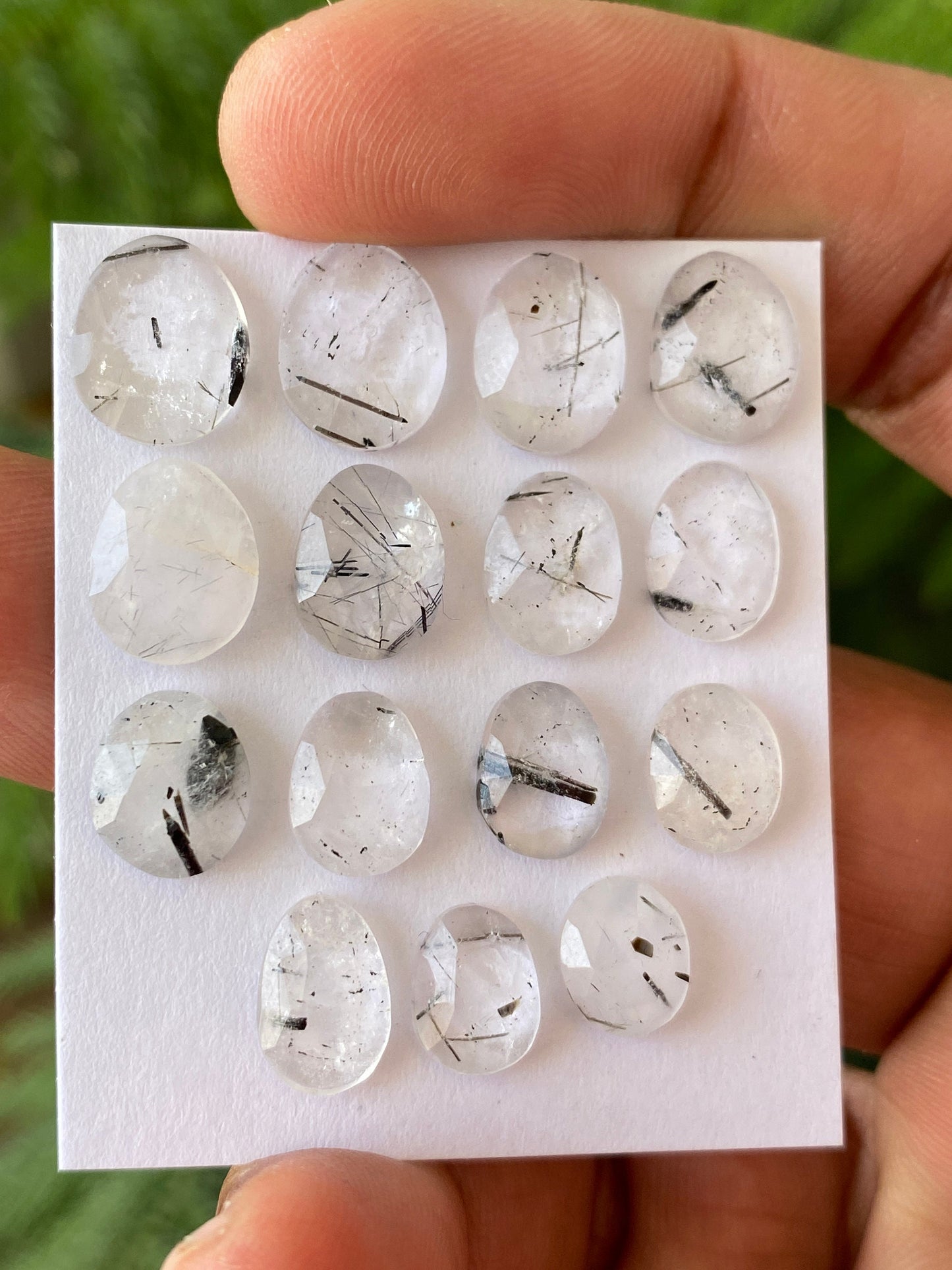 Amazing Tourmalinated  quartz rosecut Zambian mines rosecut gems size 9x7mm-11x10mm Pcs 15 wt 32 cts quartz rosecut gems