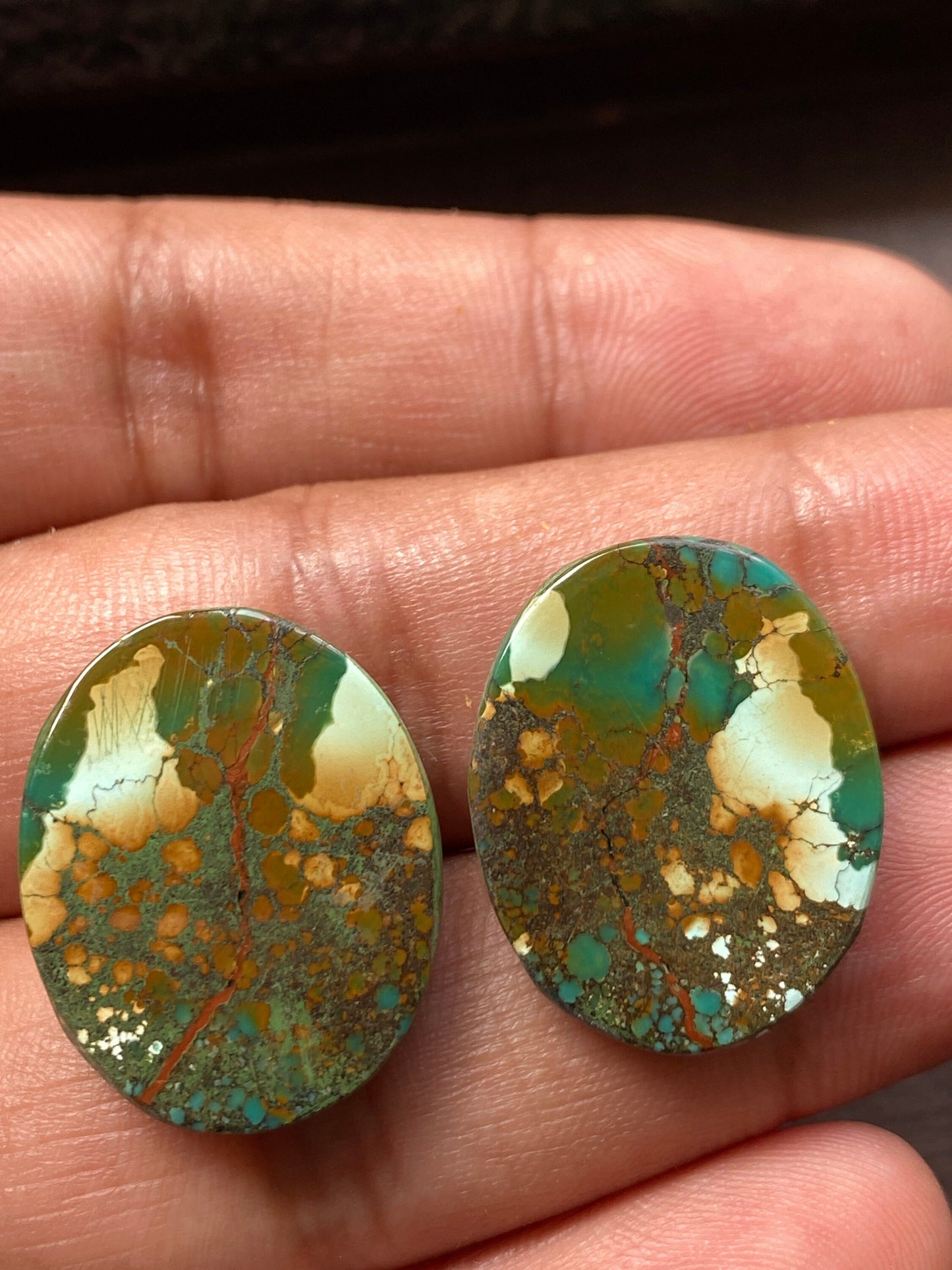 Turquoise pair big natural hubei mines smooth polished mountain turquoise pcs 2 wt 41.35 carats big size 25x20mm turquoise earrings supply