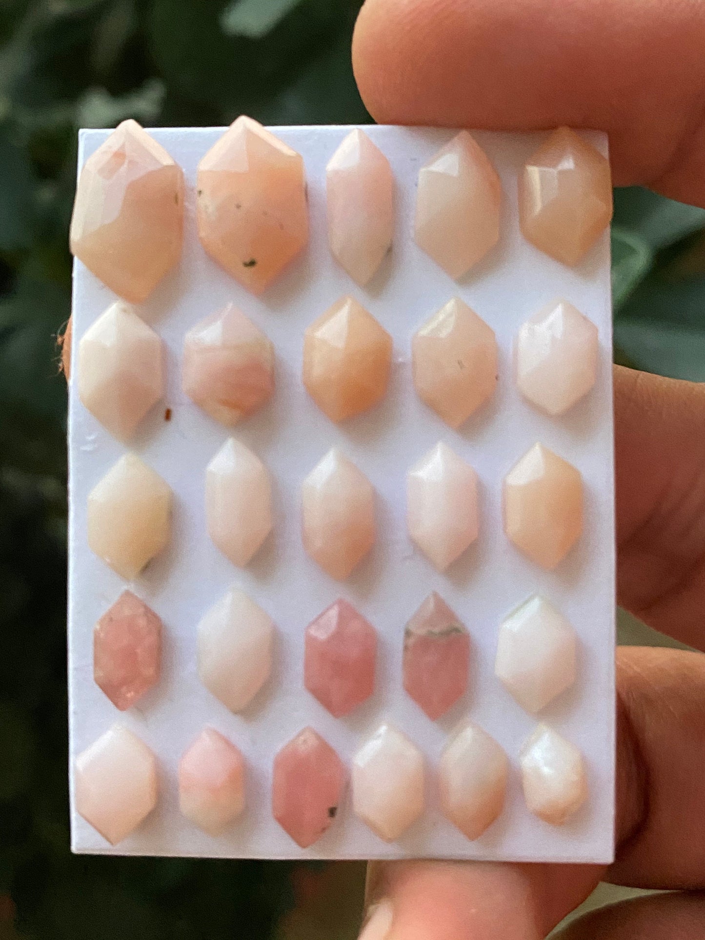 Splendid Rare Pink opal hexagon step cuts weight 47.50 carats  pcs 26 size 7.8x4.7mm-14.3x8mm Pink opal stepcut hexagon flatbacks