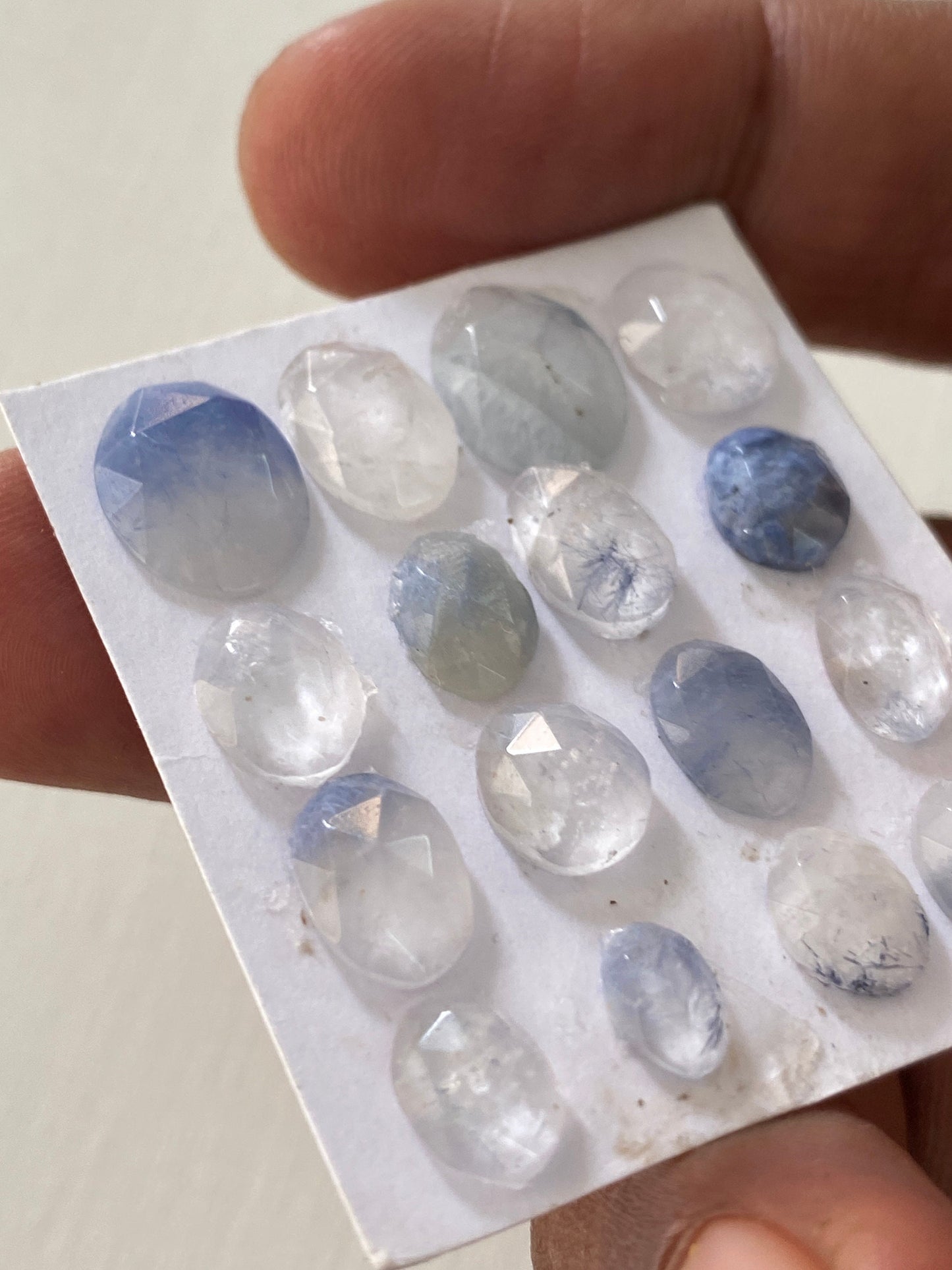 Dazzling rare Dumortierite in quartz rosecut Brazilian mines dumortierite cabochons pcs 16 Wt 24 cts 7x5-11x10mm dumortierite