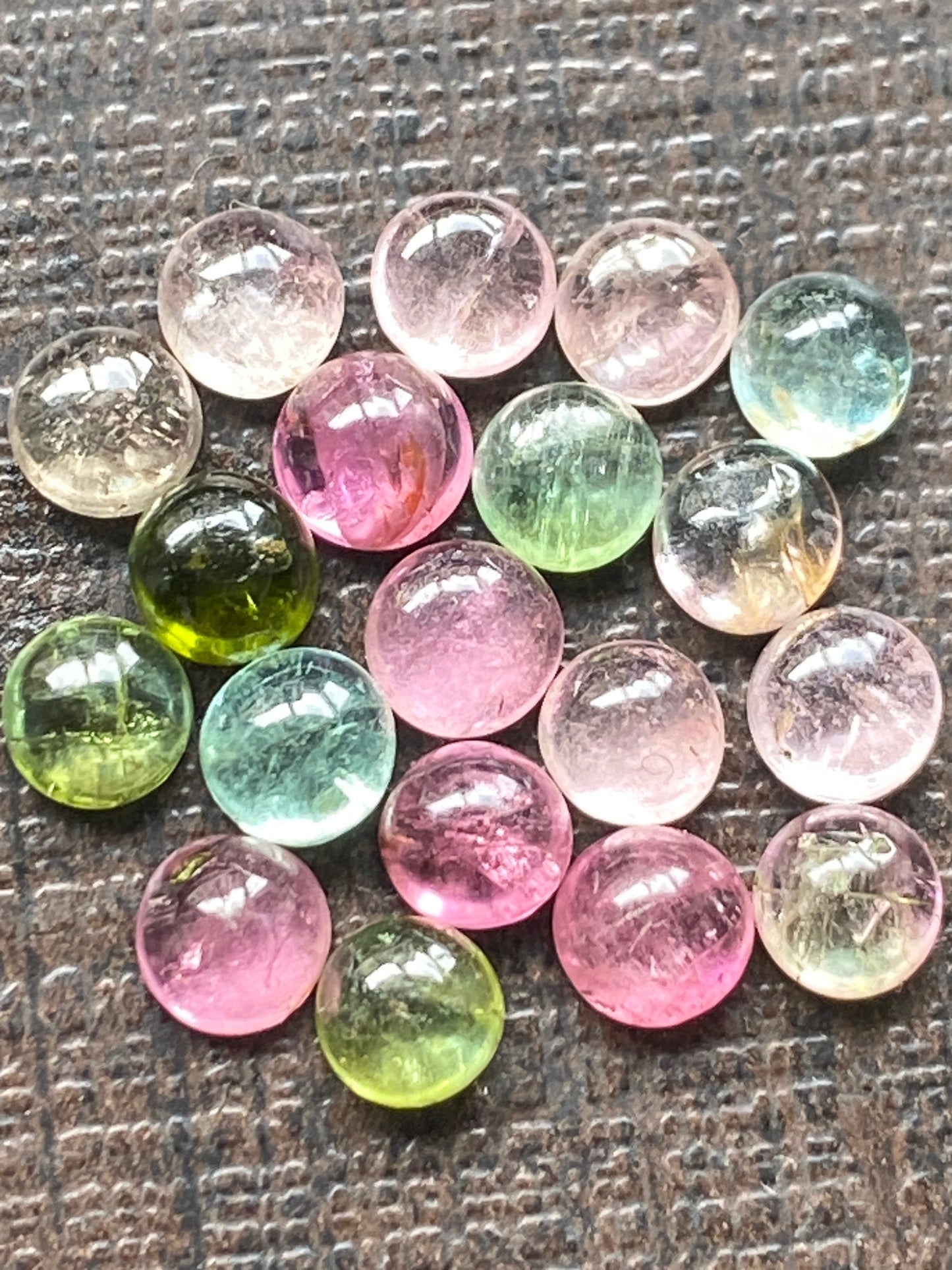 Dazzling rare Pink multi tourmaline  round cabochons lovely quality size 4.2-4.4mm fine quality pcs 19 wt 6.40 cts pink tourmaline round