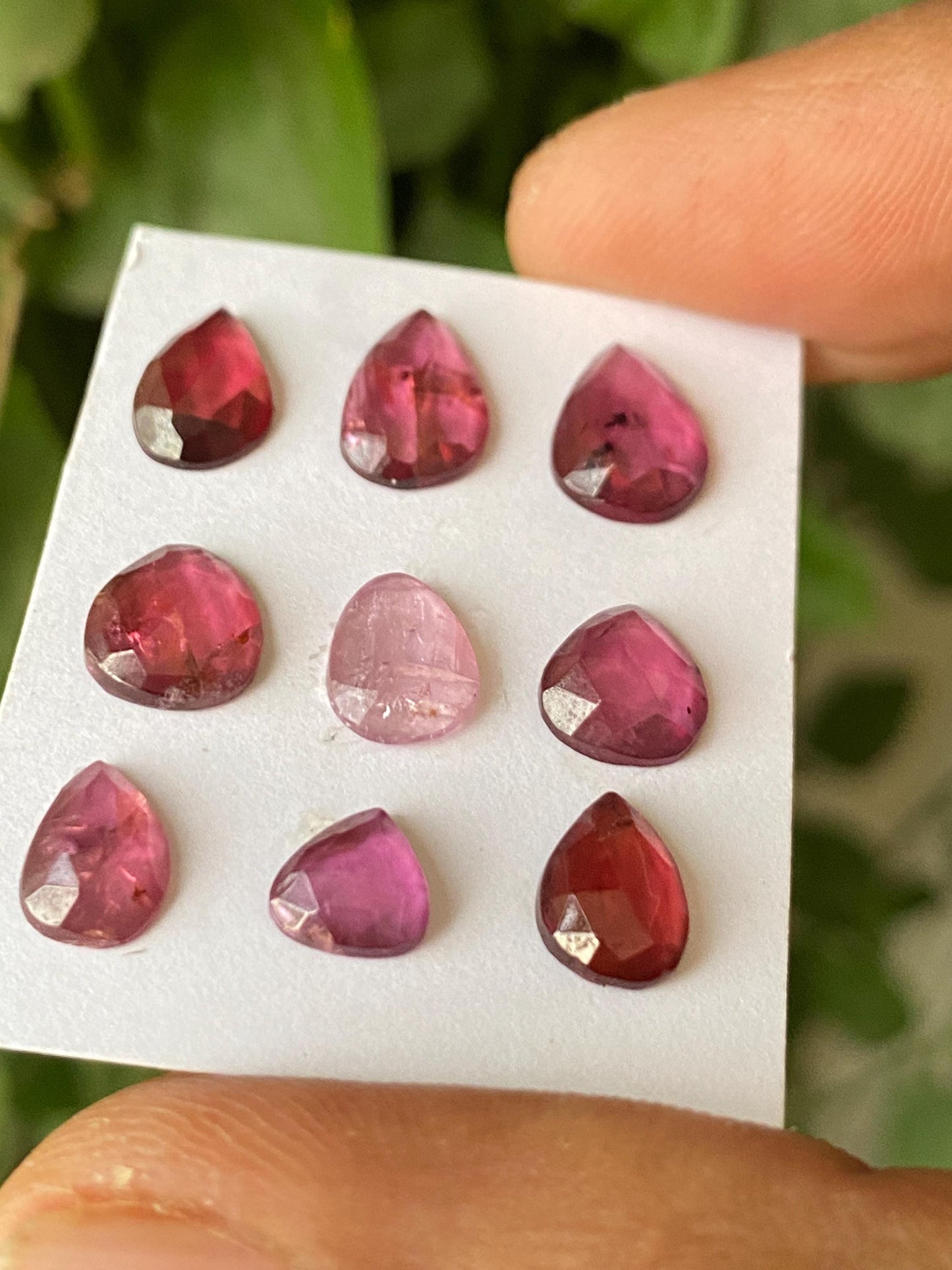 Rhodolite pink garnet Rosecut size 6.5mm-10.6x7.2mm wt 14 cts pcs 9 lovely pink garnet Rosecut rhodolite garnet slices