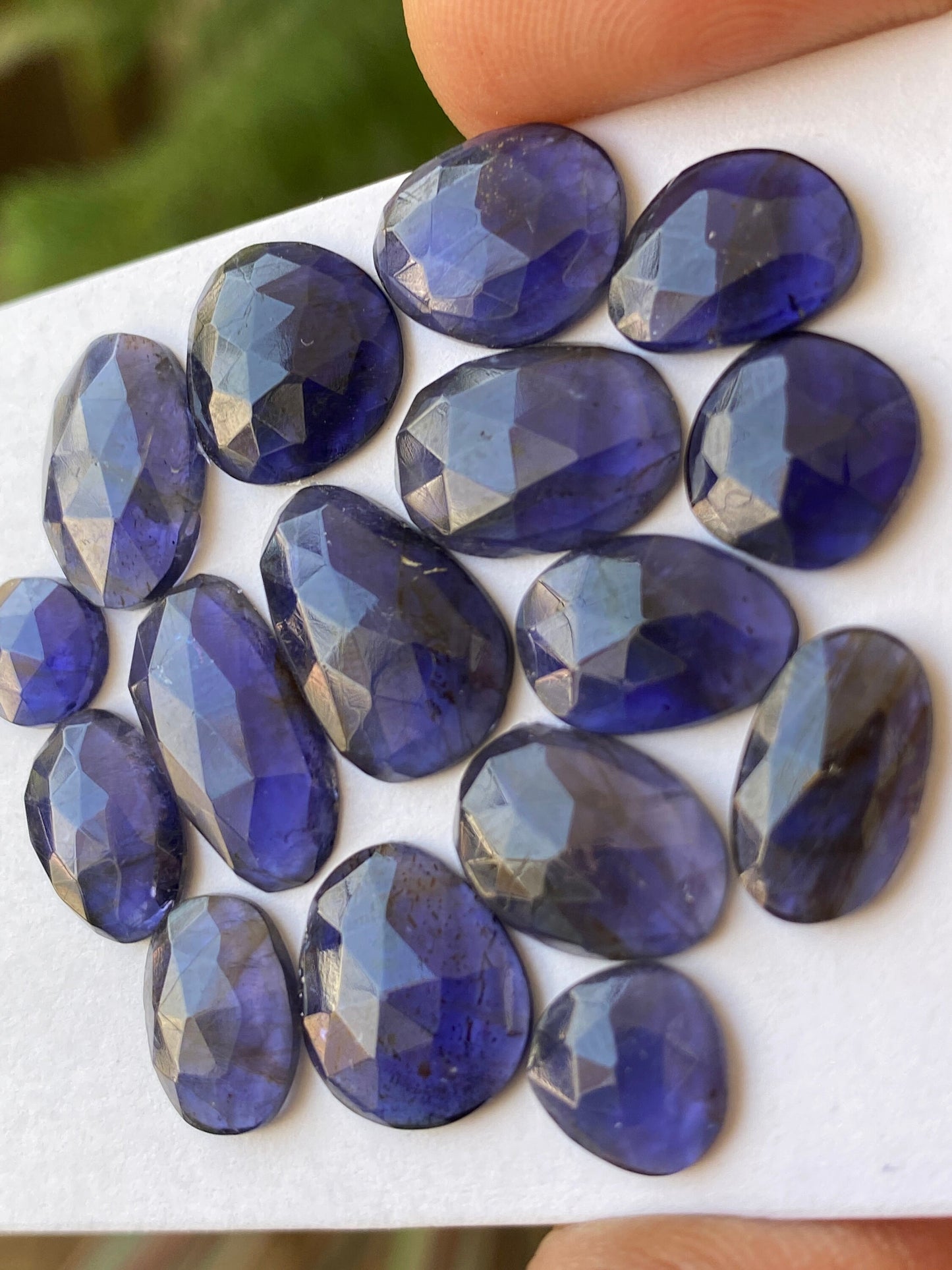 Ravishing Rare iolite rosecut wholesale lot fine quality weight 36 carats size 8mm-16x9mm pcs 16 iolite rosecut