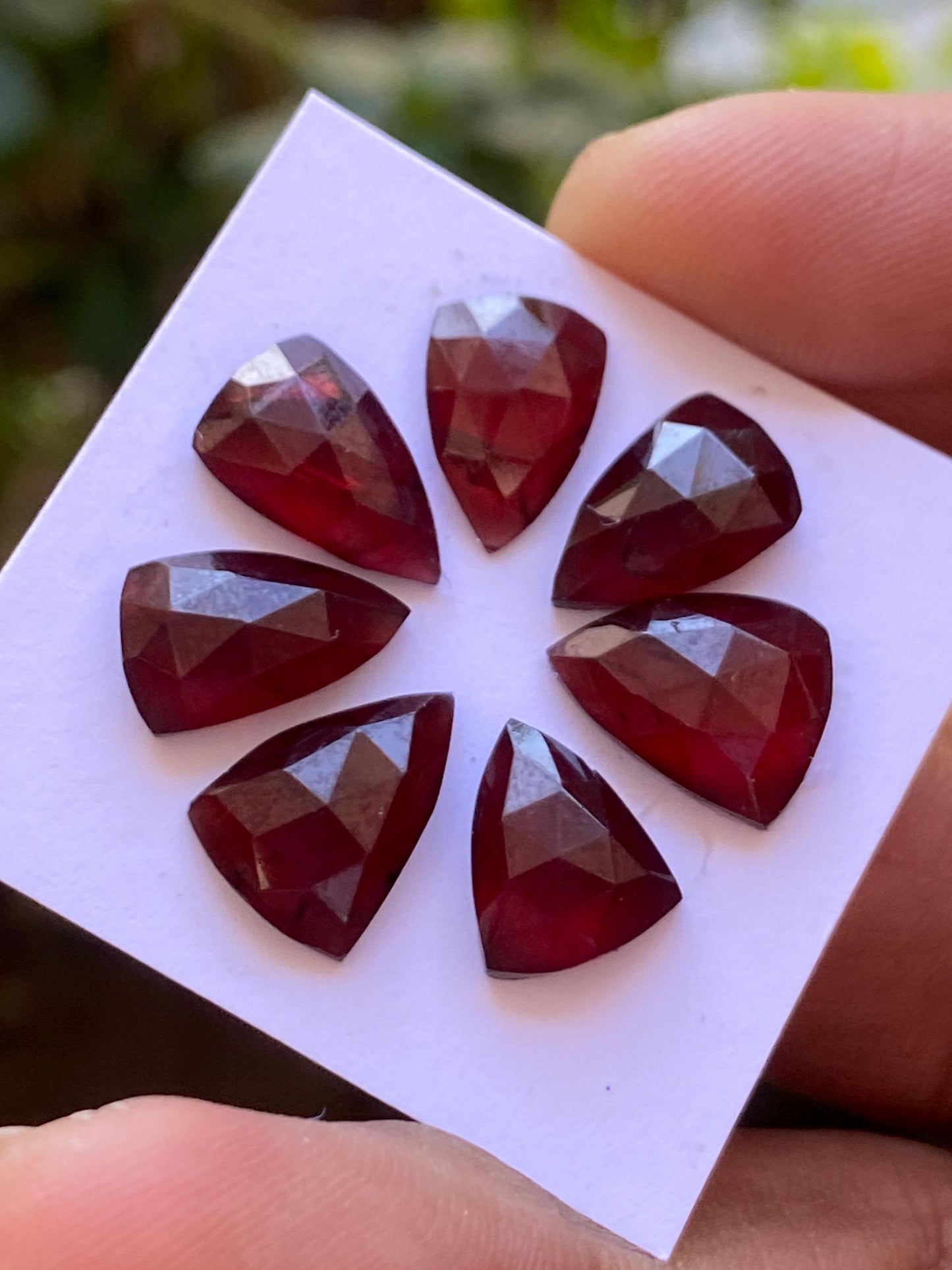 Delightful rare rosecut red garnet shield fancy garnet rosecut 10x8.9mm-12x7.9mm pcs 7 wt 26.80 cts shield orange garnet rosecut