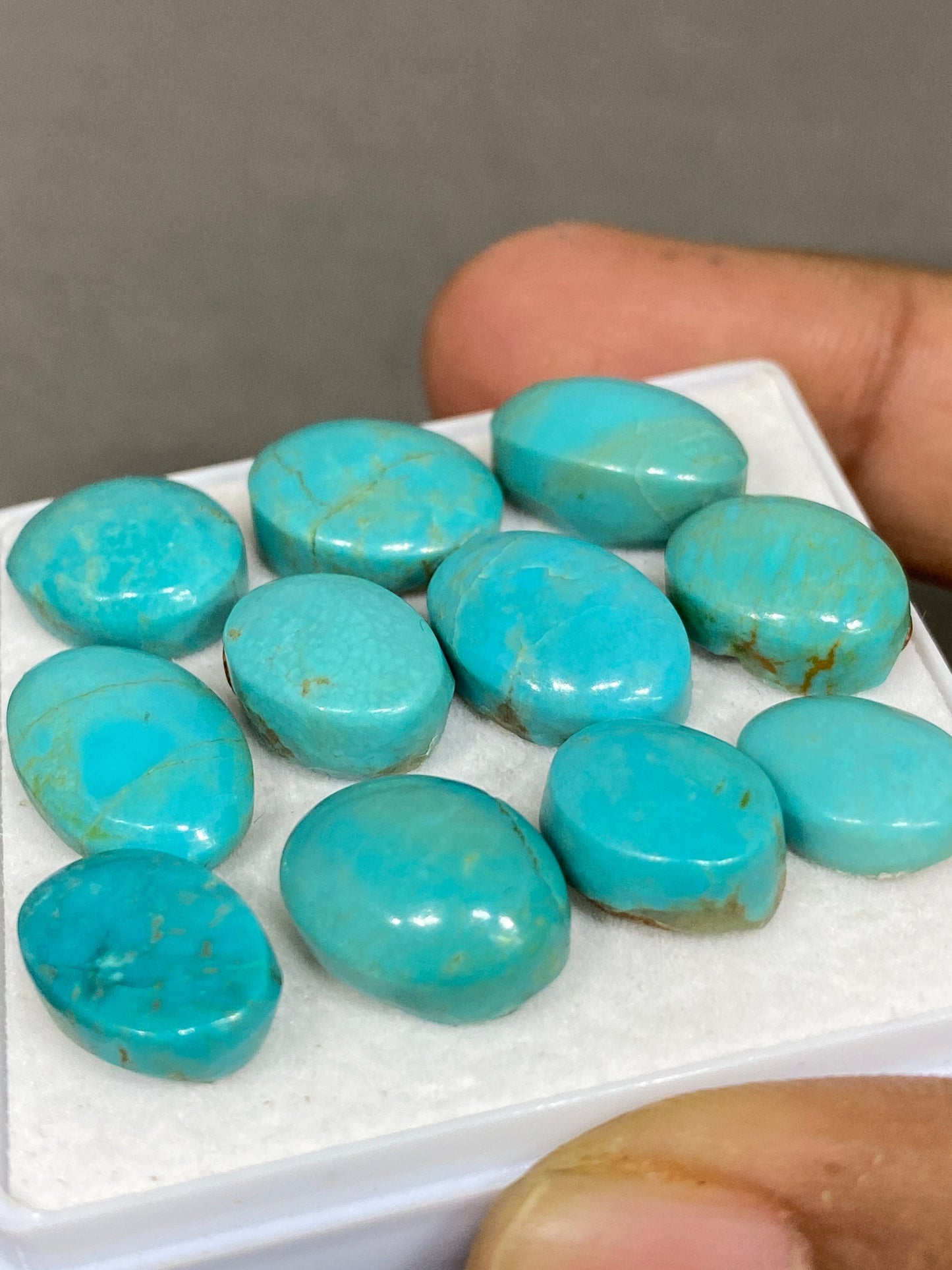 Gorgeous rare Turquoise cabochons  natural Arizona  mines smooth polished ovals pcs 11 wt 69 carats 12x9-16x10mm turquoise cabochons