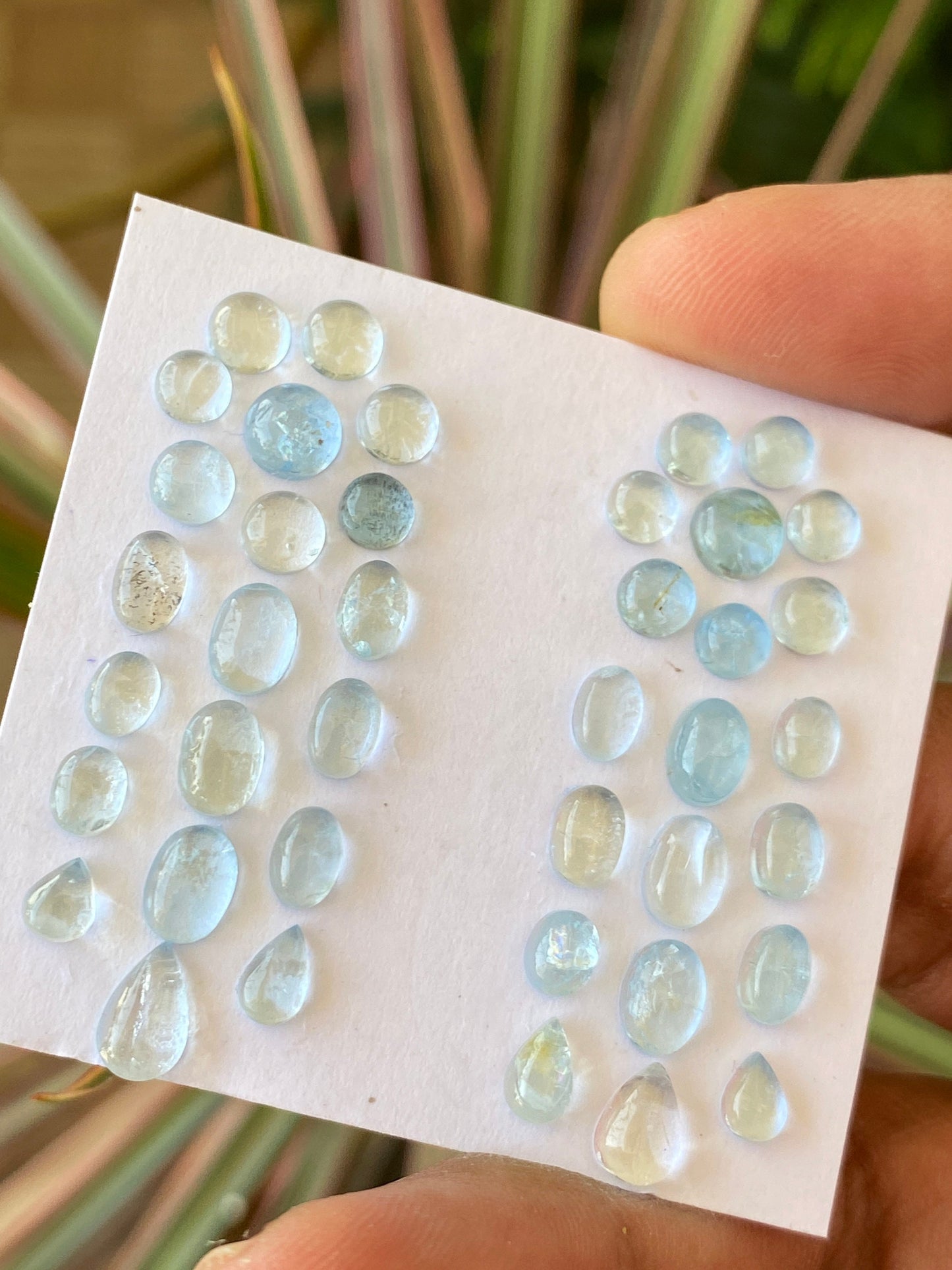 Natural aquamarine cabochons earrings smooth polished weight 21.5 carats  pcs 40 size 3.5-8mm aquamarine cabochons earrings aquamarine