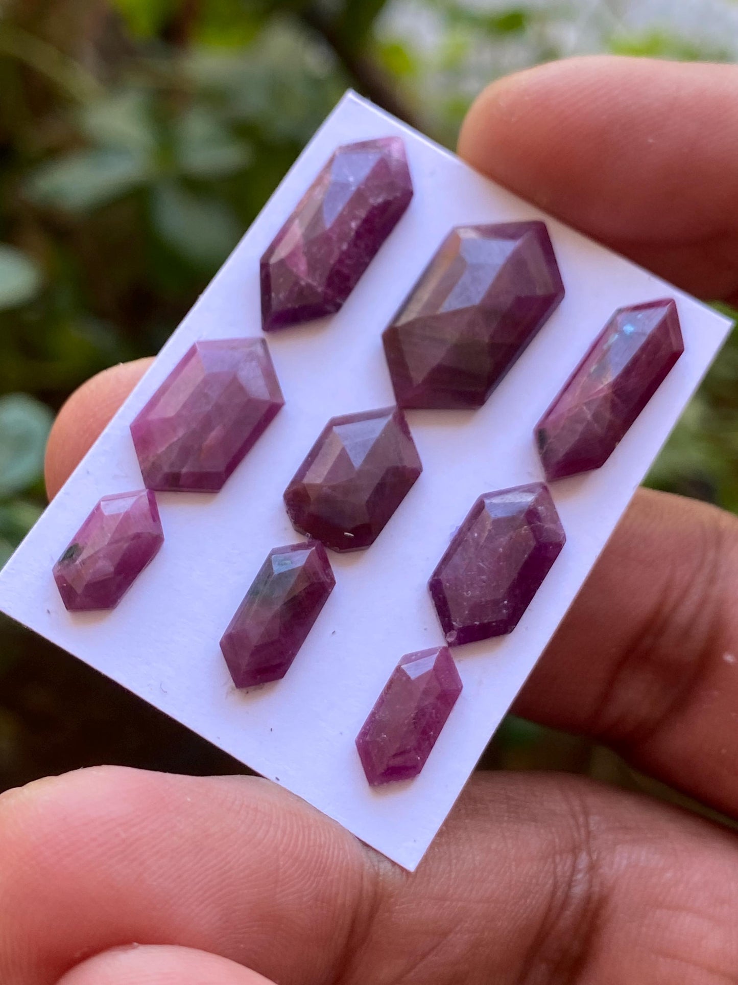 Impressive  Rare Kenya mines ruby hexagon step cut wt 31.85 cts  pcs 9 size 10.3x5.5mm-19x10mm ruby stepcut hexagon flatbacks