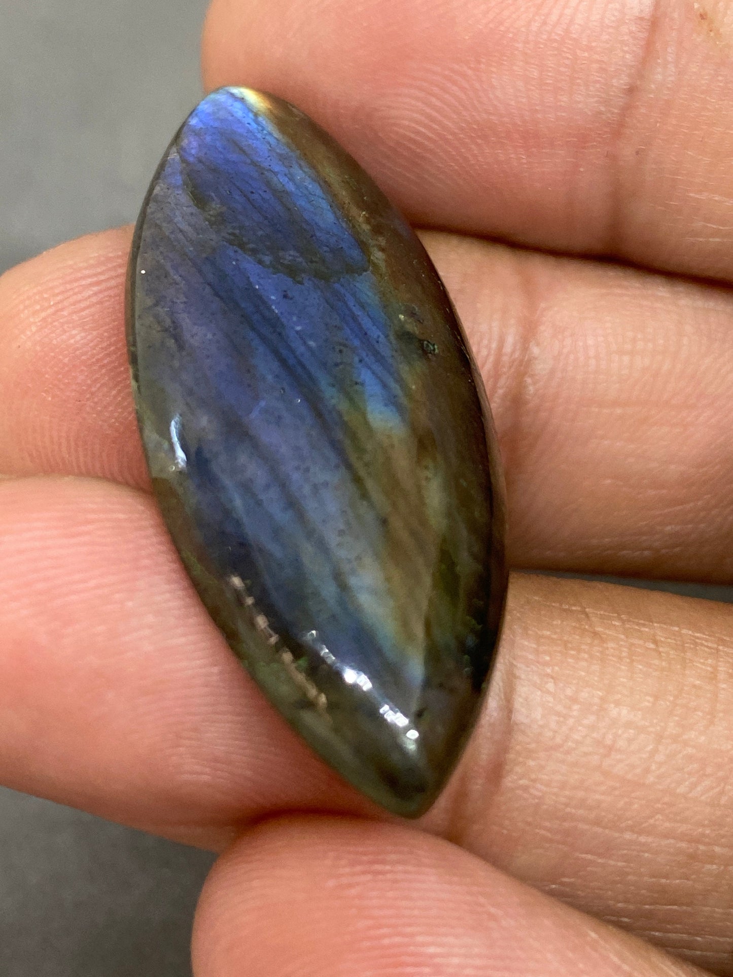 Amazing blue fire labradorite marquees shape cabochon carats single piece 7 grams size 43x17mm rare fine polished labradorite big size