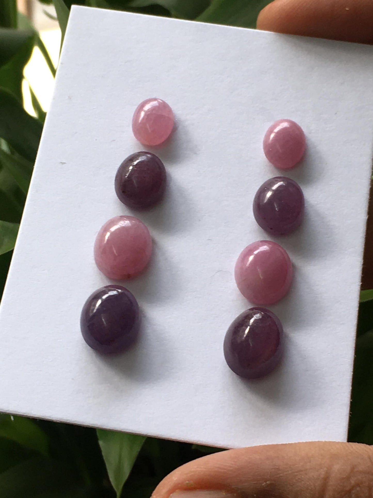 Lovely pink sapphire ruby oval cabochons earrings supply pcs 8 wt 41.60 carats size 9x7mm to 16x14mm natural unheated untreated cabochons