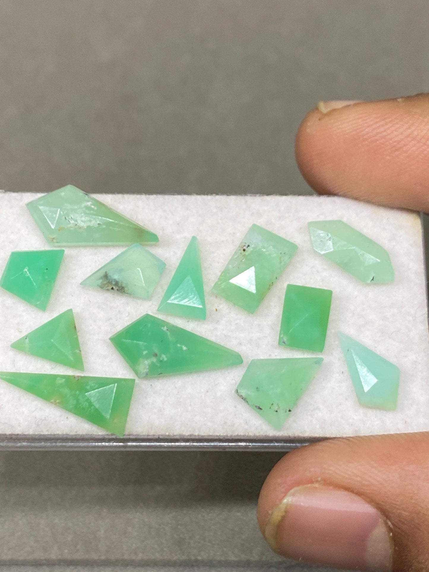 Dazzling chrysoprase  Geometric stepcut wholesale lot Pcs 12 weight 13.25 carats size 8mm-16x7mm  chrysoprase stepcut