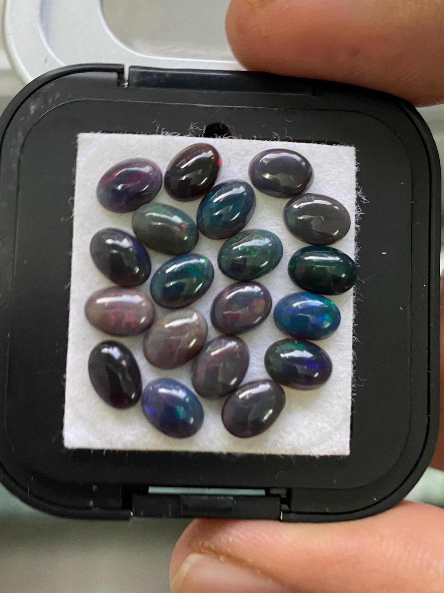 Stunning Black opal (smoked) Natural Fire opal cabochons lot size wt 8.35 cts size 7x5mm pcs 20  opal cabochon fire black opals cabochons