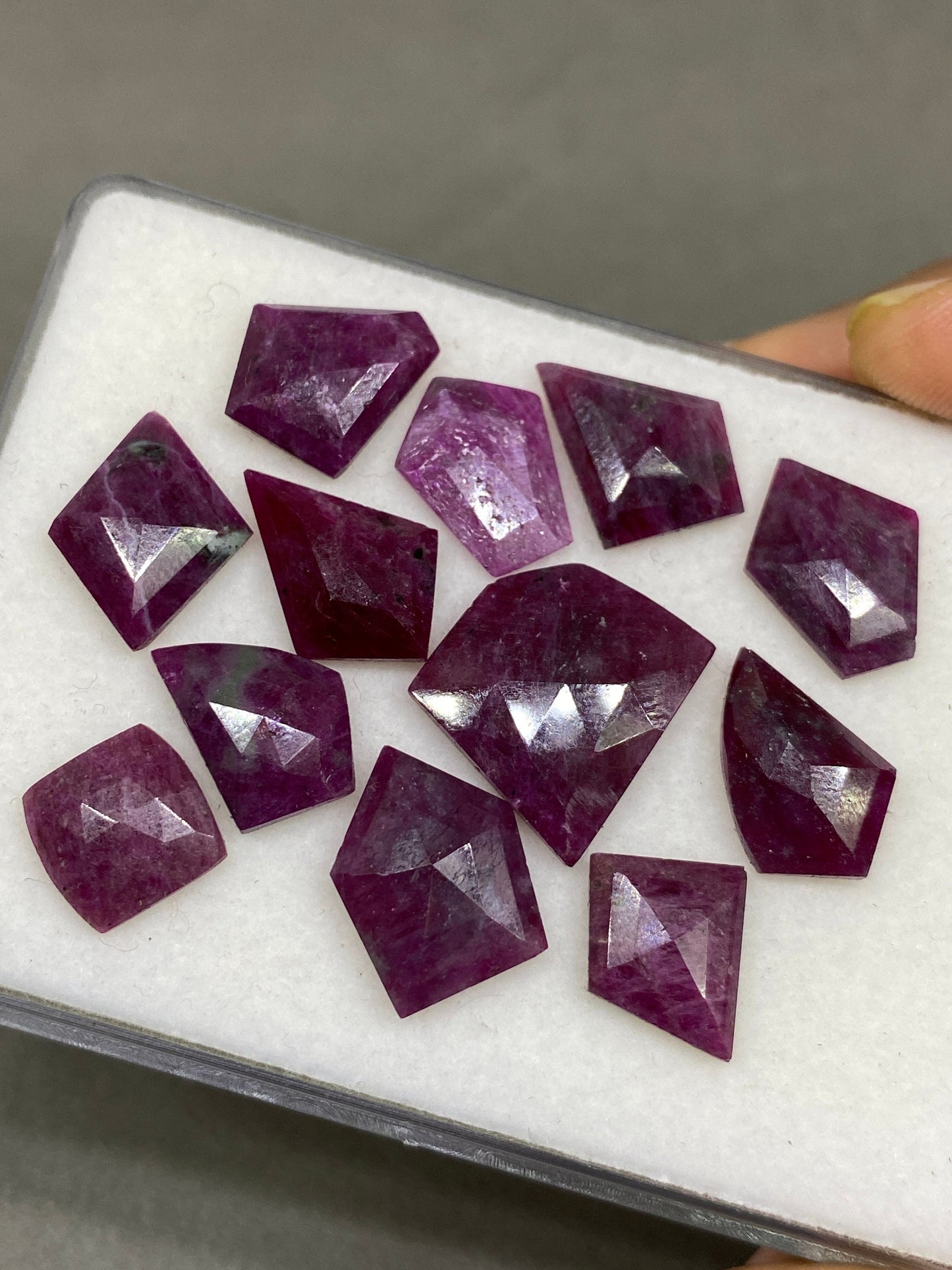 Cute rare natural unheated untreated pink sapphire flats  geometric pcs 12 wt 70 cts size 10mm-21x20mm ruby flat cut longido mines