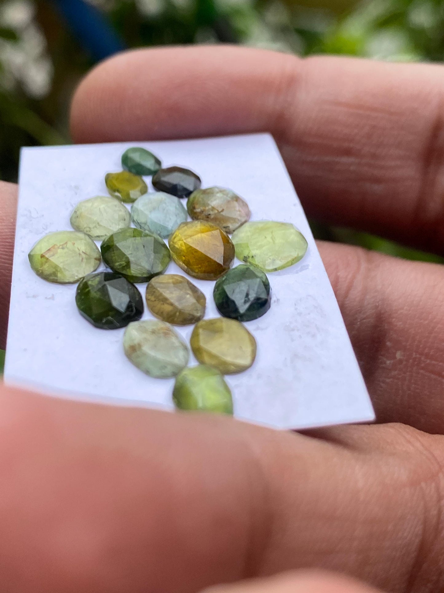 Impressive natural green Tourmaline Rosecuts good size 6.7x5.2mm-8.4x6.7mm weight 10 carats pcs 16 rosecut tourmaline slices