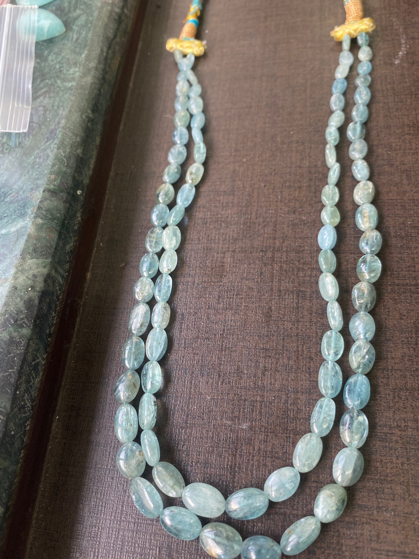 Fascinating  rare aqua kyanite smooth oval nuggets necklace size m inches carats  aqua kyanite oval smooth  necklace