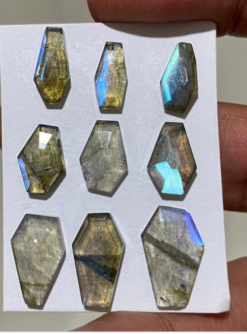 Fascinating labradorite mix kite (lot 1 and lot 2) coffin (lot 3) geometric shape faceted beautiful fine quality  geometric design flats