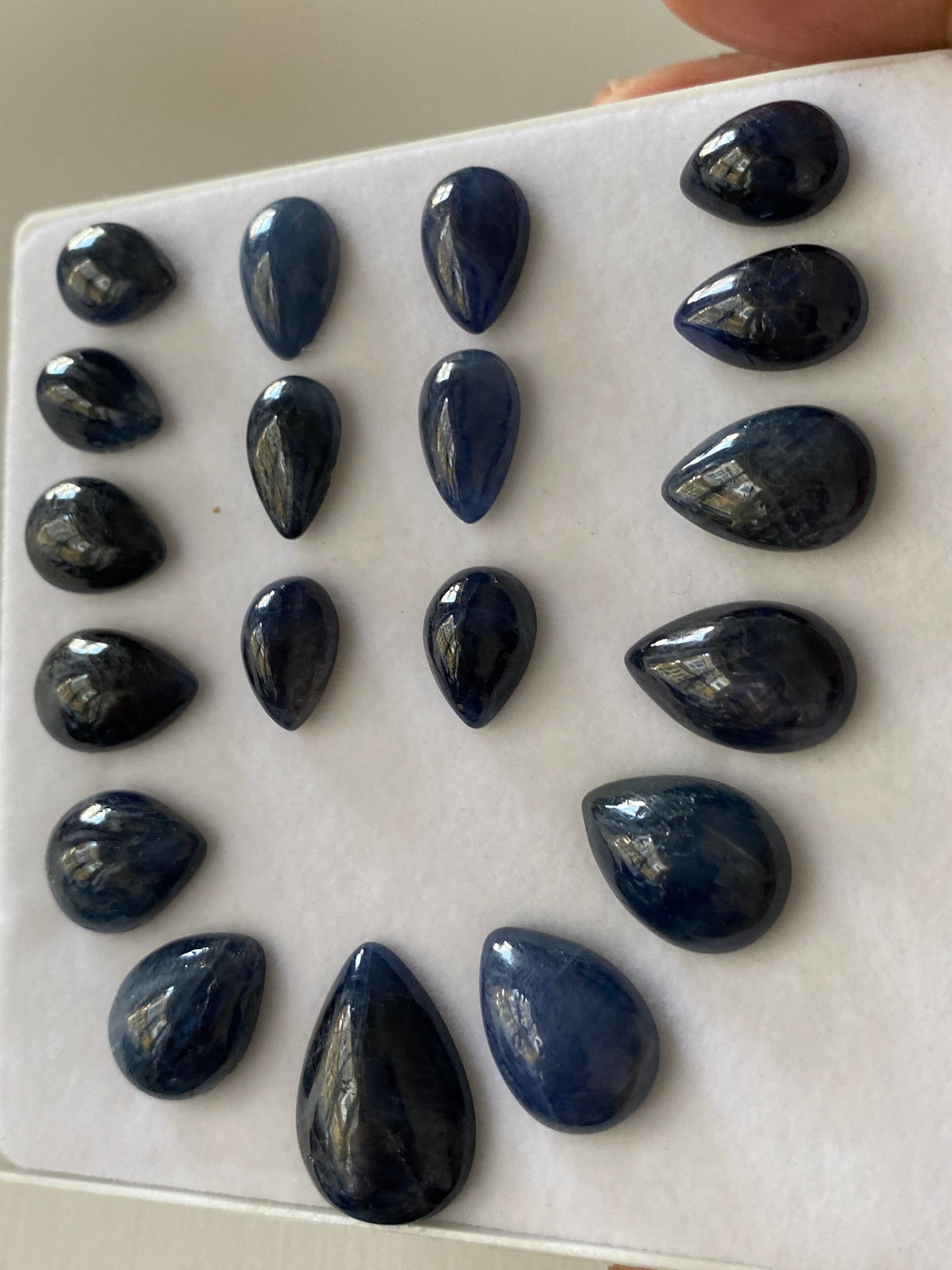 Very rare Burma mines blue sapphire pear shape cabochons weight 152 carats pcs 19 good size rare Burma mines necklace earrings supply