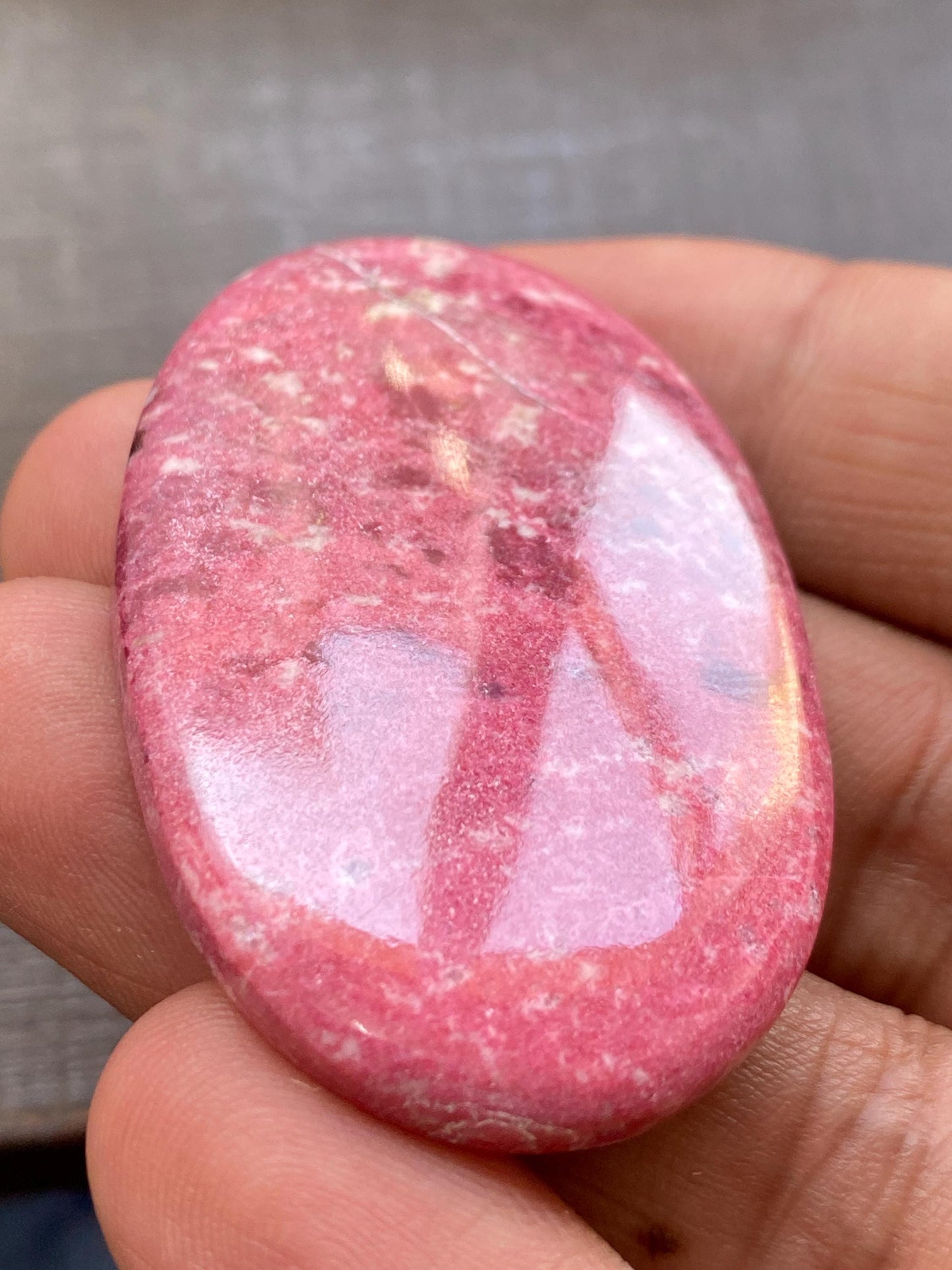 Gorgeous Thulite Rosaline Norway mines aaa rare huge oval cabochon wire wrap supply 4.64 grams 53x33mm Thulite cabochon oval cabochon