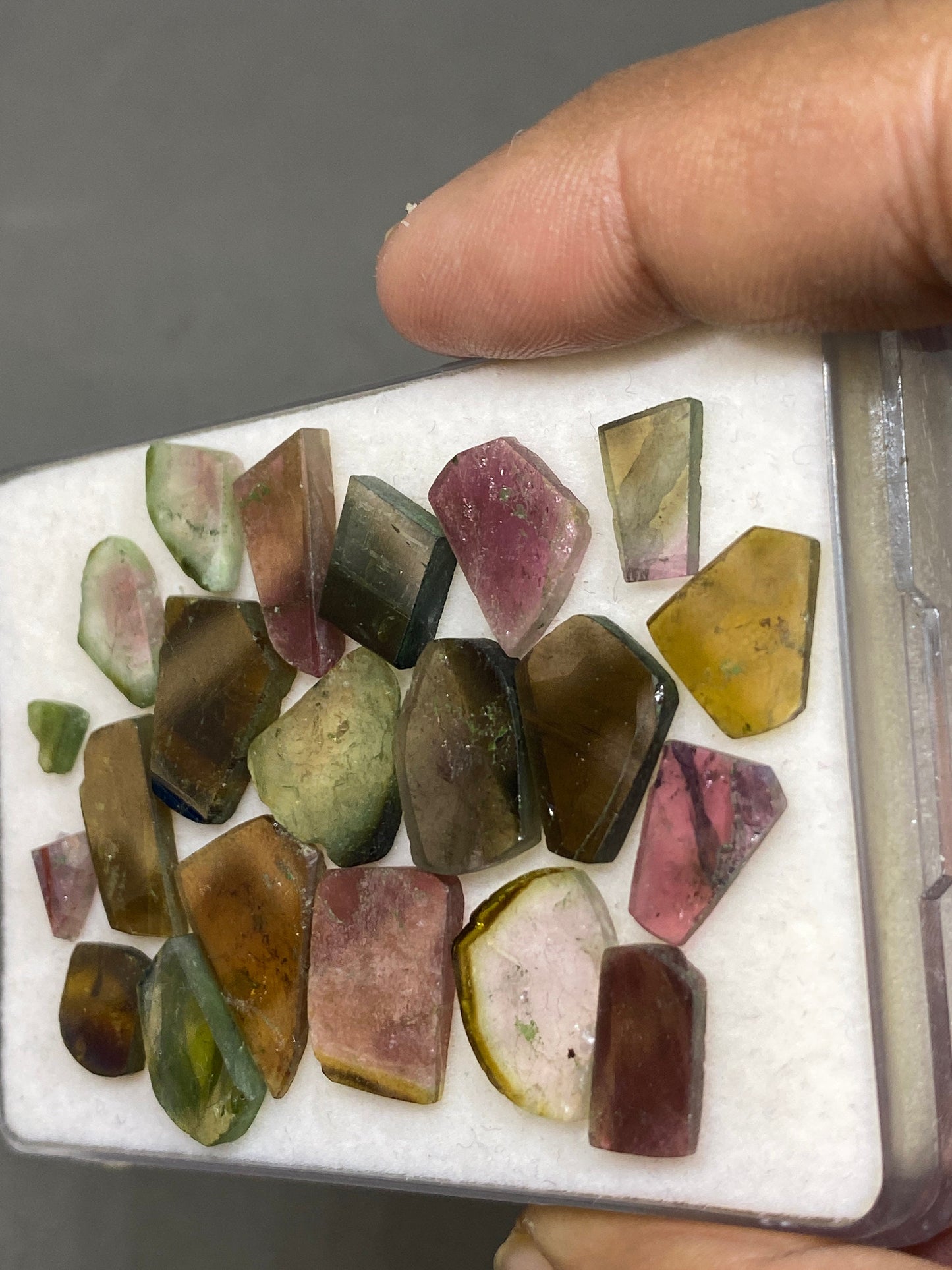 Stunning Watermelon multi tourmaline geometric cut flats lot fine quality wt 65 cts size 6.8x5mm-19x14mm pcs 21 natural tourmaline geometric