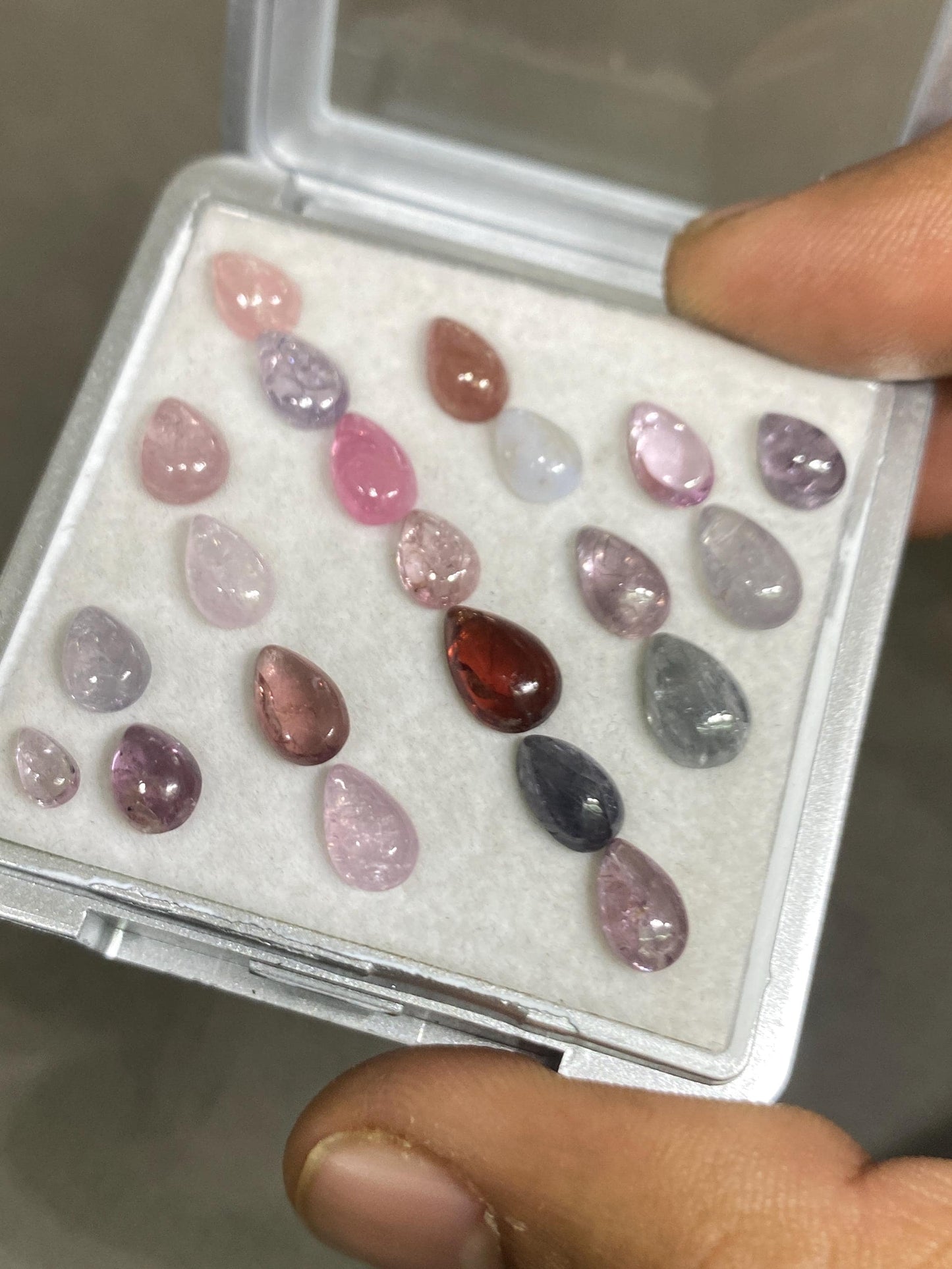 very rare burma mines multi spinel Pear cabochons lot beautiful gems pcs 21 weight 24.35 cts size 5x3mm-9x6mm spinel cabochons