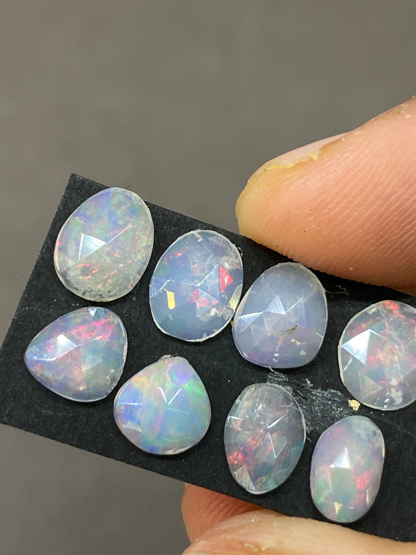 Scintillating blue green multi fire Ethiopian opal rosecut Welo opal rosecut aaa quality wt 4.5 cts pcs 8 size 7x6mm-9x7mm rosecut fire opal